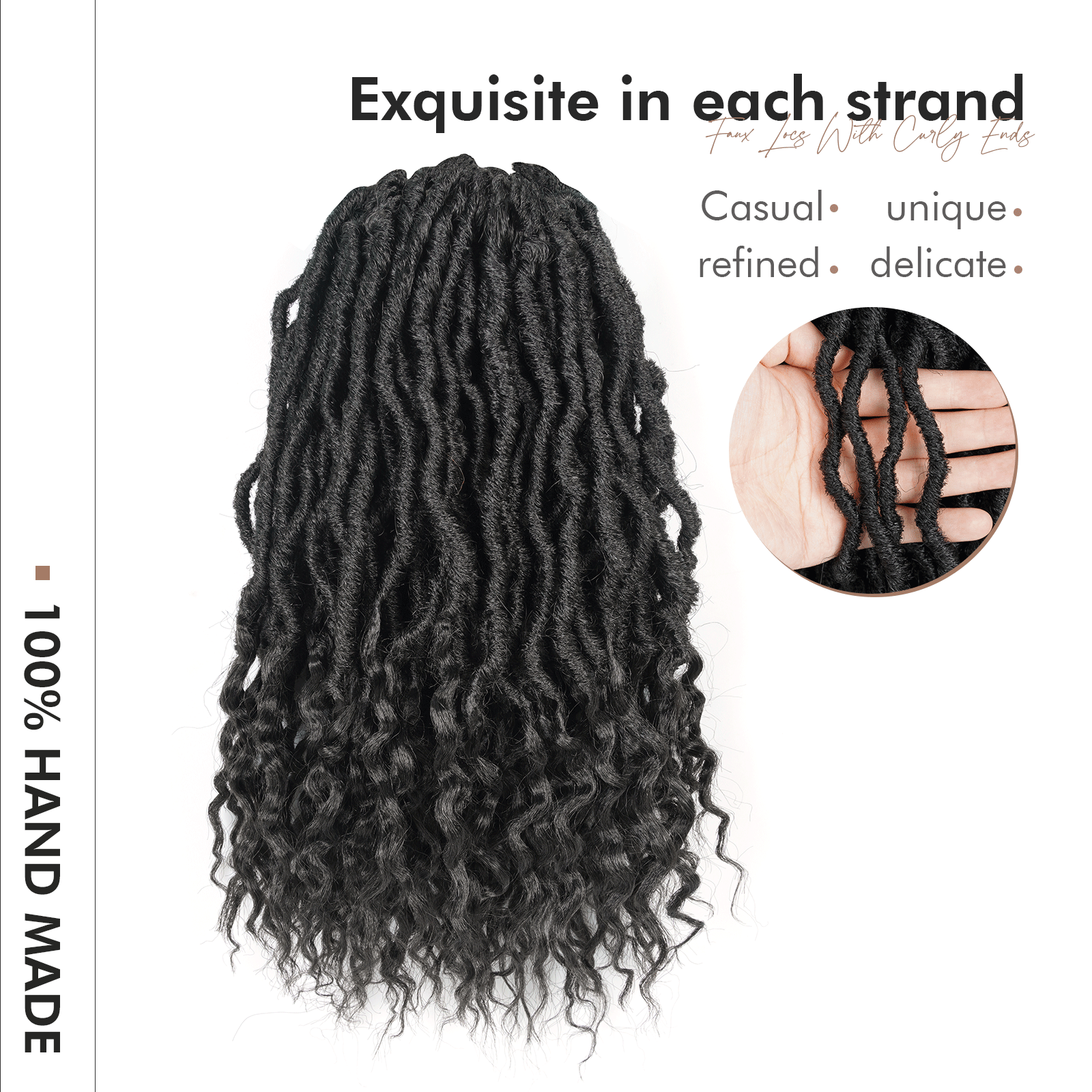 Toyotress Faux Locs With Curly Ends 12-36 Inch 8 Packs | Goddess Locs Crochet Hair Curly Faux Locs Crochet Hair Wavy Nu Locs with Curly Ends Synthetic Braiding Hair