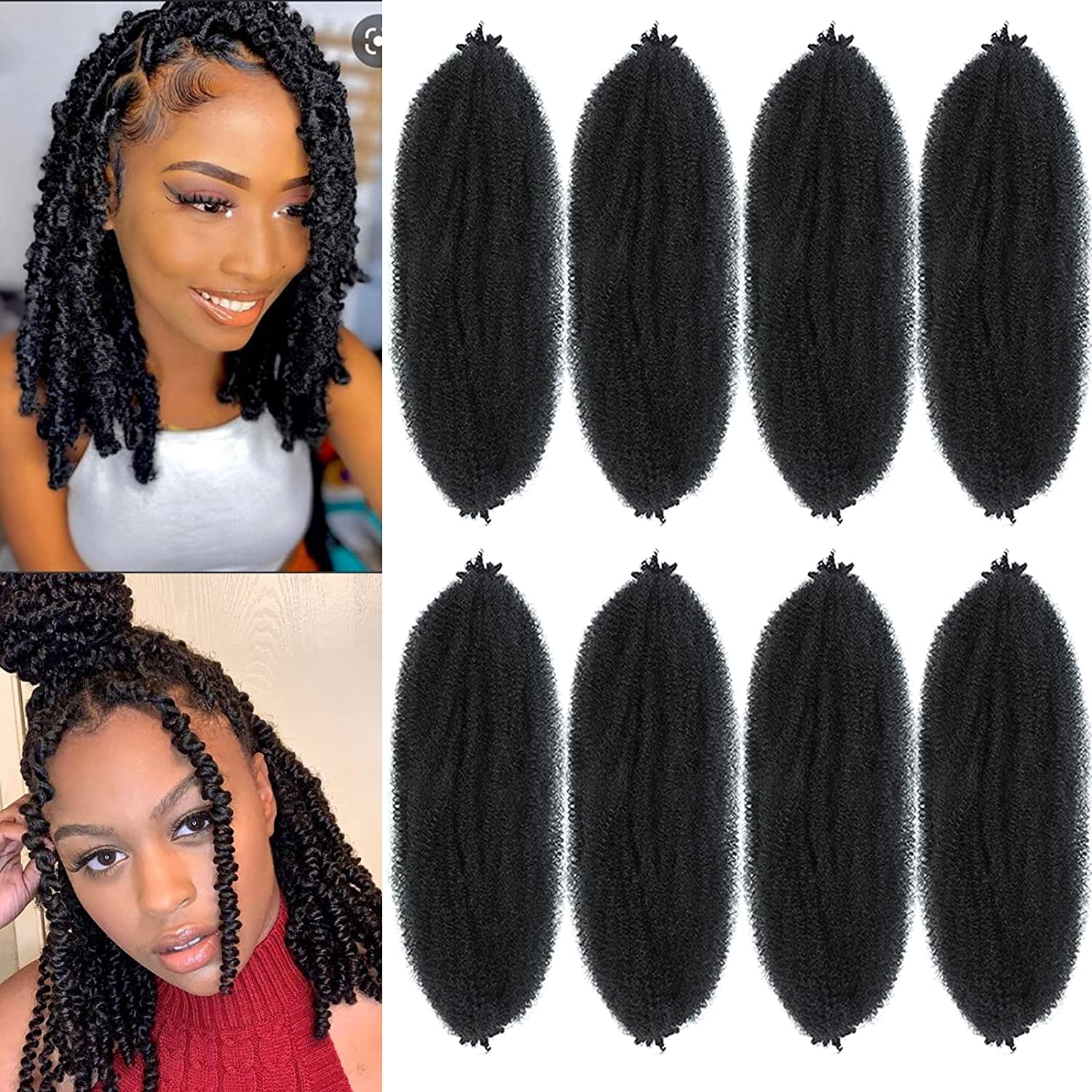 Facebook Group Benefit | Springy Afro Twist Hair 10-24 Inch 6 Packs | Pre-sectioned Afro Kinky Marley Twist Braiding Hair