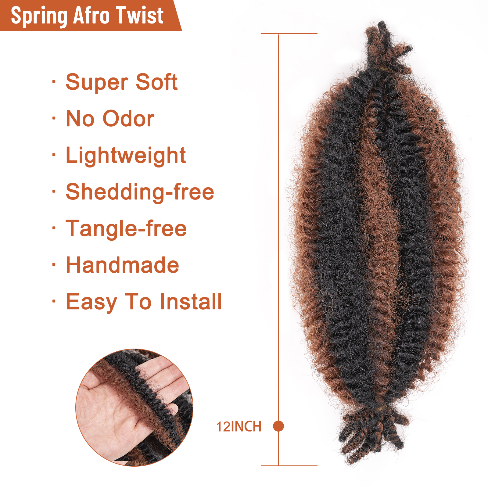 Facebook Group Benefit | Springy Afro Twist Hair 10-24 Inch 6 Packs | Pre-sectioned Afro Kinky Marley Twist Braiding Hair