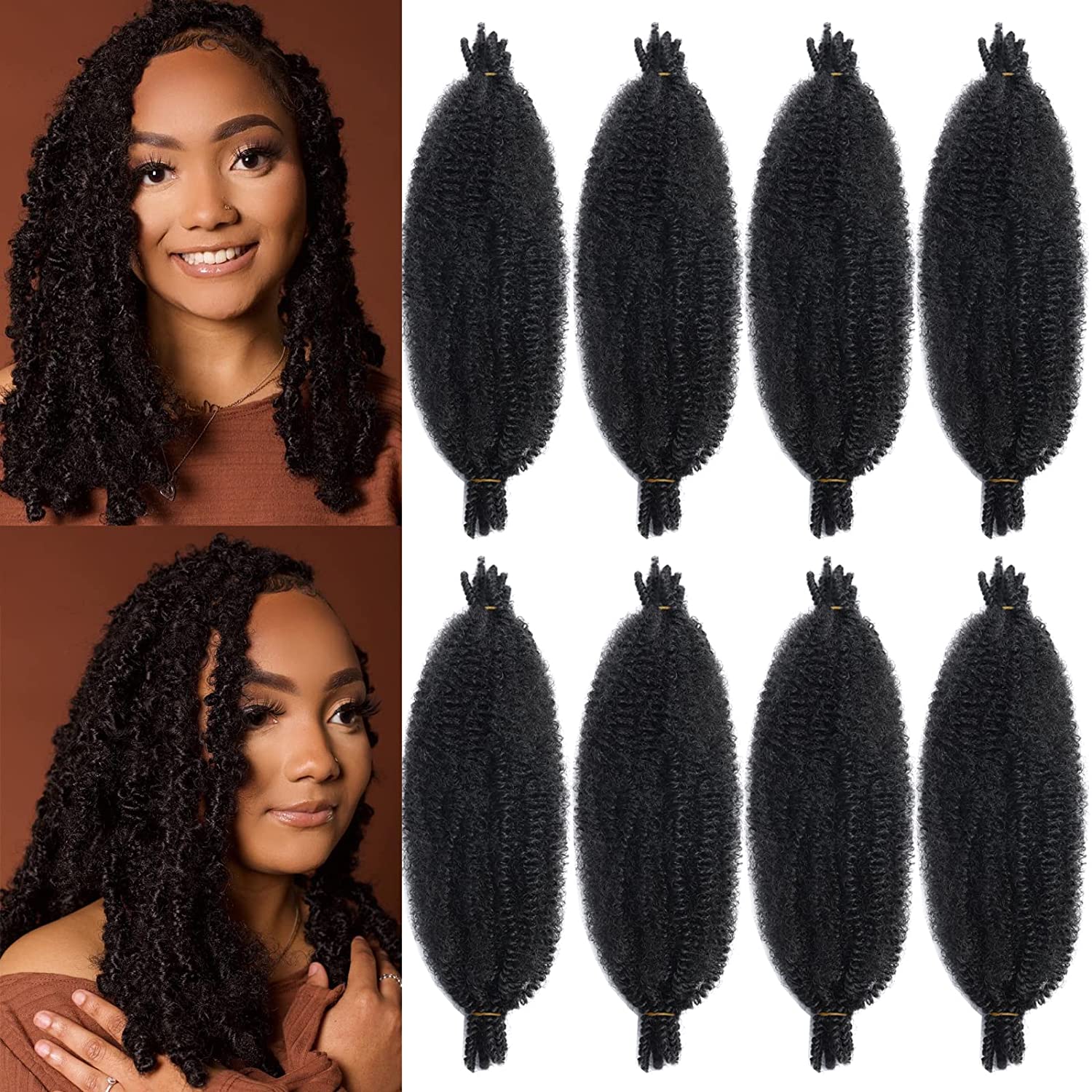 Facebook Group Benefit | Springy Afro Twist Hair 10-24 Inch 6 Packs | Pre-sectioned Afro Kinky Marley Twist Braiding Hair