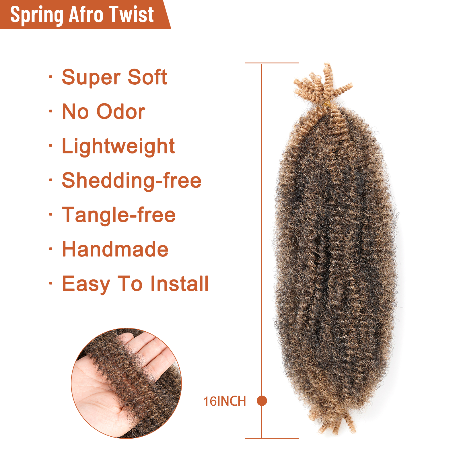 Facebook Group Benefit | Springy Afro Twist Hair 10-24 Inch 6 Packs | Pre-sectioned Afro Kinky Marley Twist Braiding Hair