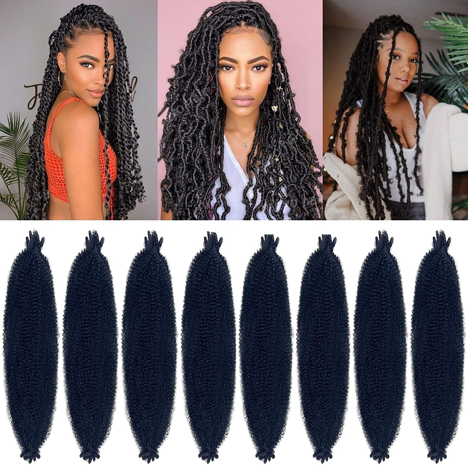 Facebook Group Benefit | Springy Afro Twist Hair 10-24 Inch 6 Packs | Pre-sectioned Afro Kinky Marley Twist Braiding Hair