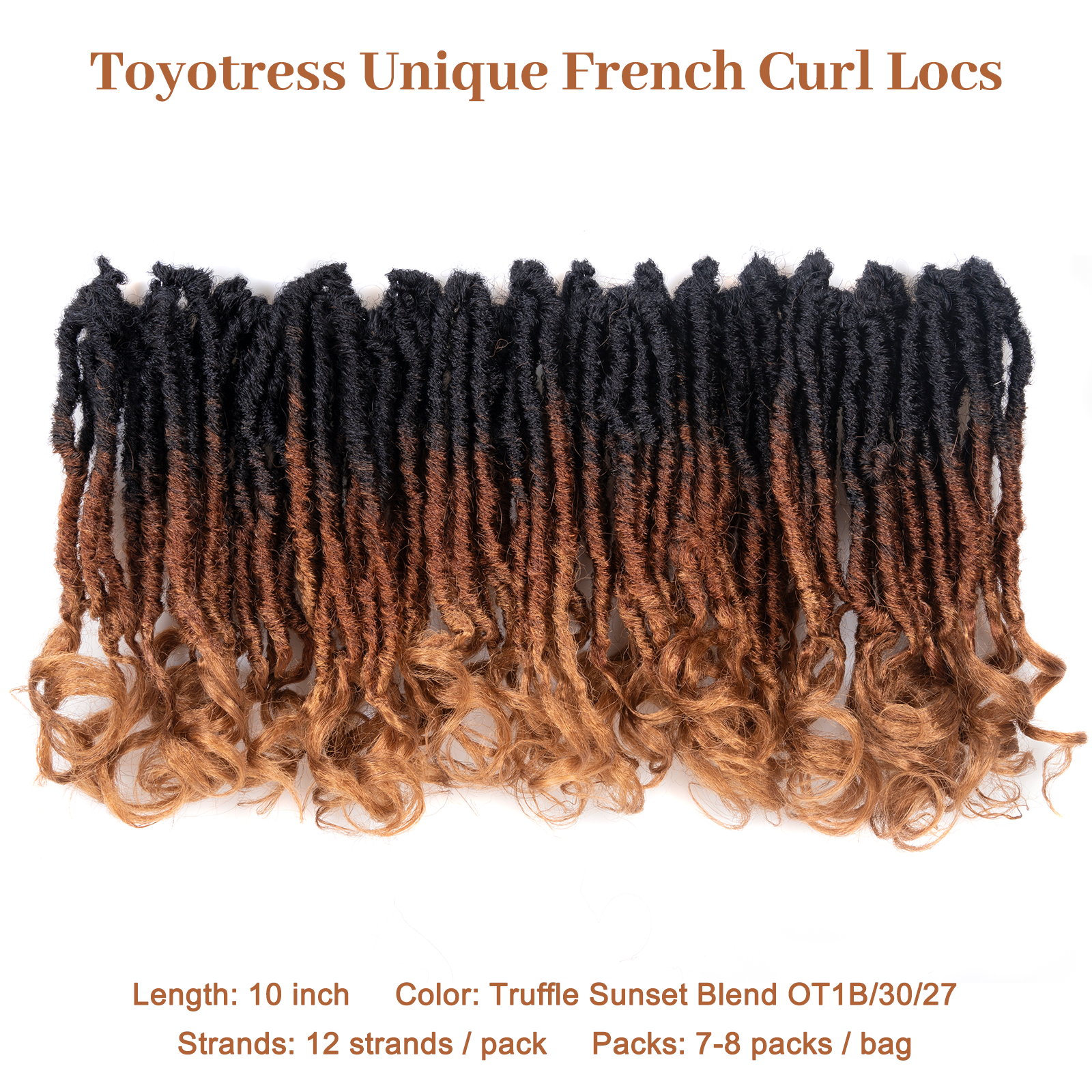 ( US ONLY) FAST SHIPPING FC | Toyotress French Curl Locs Crochet Hair Curly Faux Locs 8 Packs Black Pre-Looped Crochet Hair with Curly ends Crochet Hair with Soft Curly Wave Ends Hair Extensions