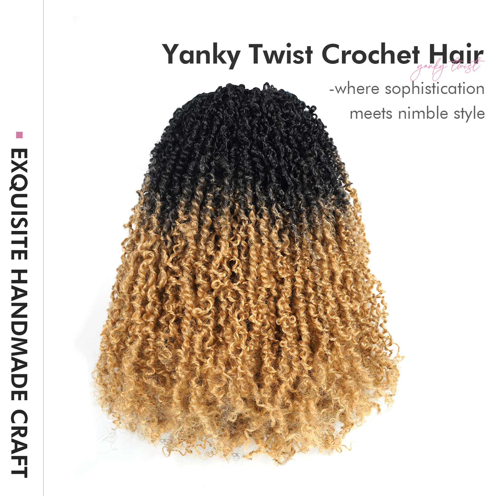 1 Pack Toyotress 6-16 Inch Yanky Twist | Pre Looped Mini Passion Twist Yanky Twist Braiding Hair with Curls Fluffy Marlybob Crochet Hair Pre Twisted Short Passion Twist Crochet Braids Synthetic Hair Extensions