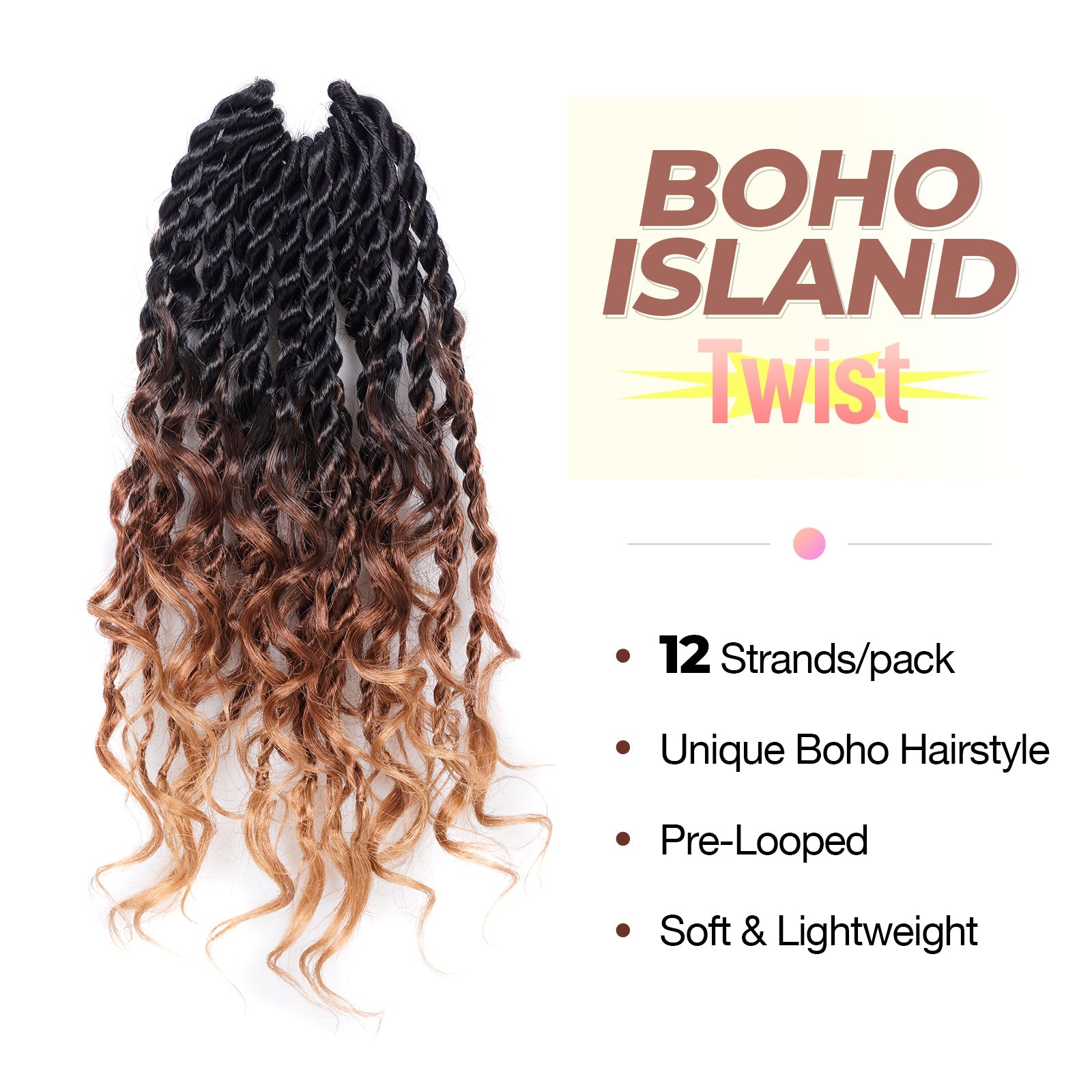 Facebook Group Benefit | Toyotress Unique Boho Island Twist with Curls Crochet Hair 8 Packs | Crochet Senegalese Twist Pre Looped Braiding Hair Wth Curly Ends