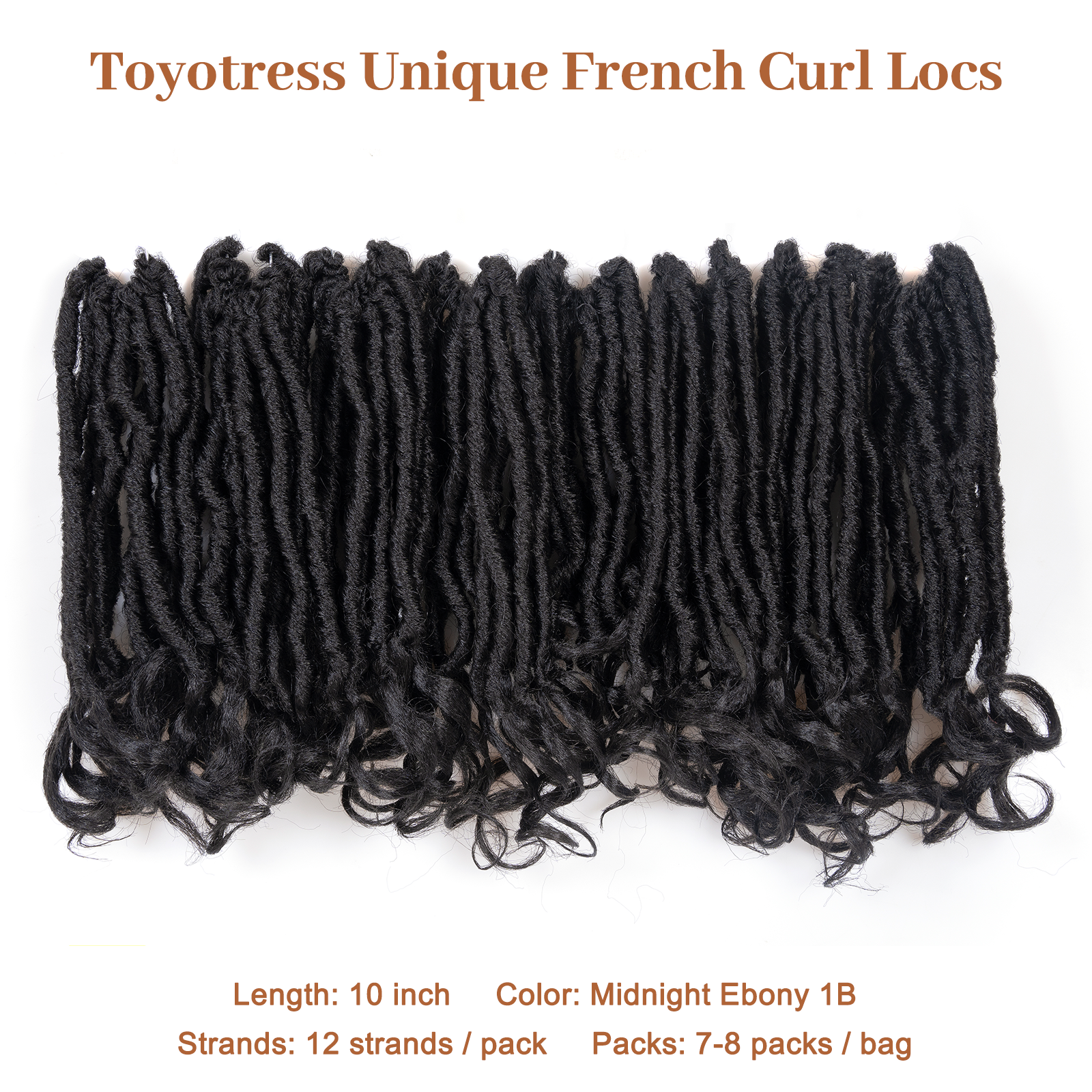 ( US ONLY) FAST SHIPPING FC | Toyotress French Curl Locs Crochet Hair Curly Faux Locs 8 Packs Black Pre-Looped Crochet Hair with Curly ends Crochet Hair with Soft Curly Wave Ends Hair Extensions