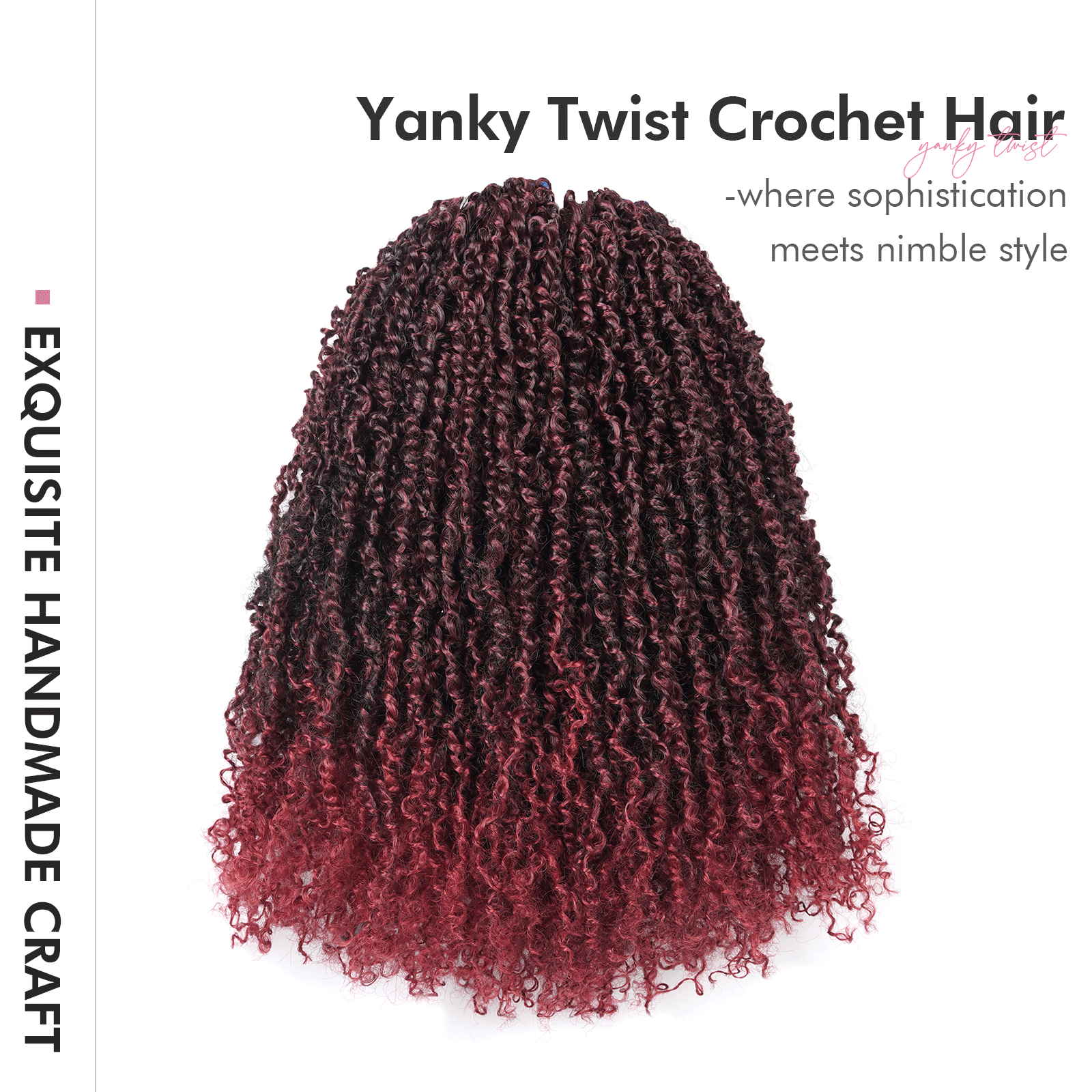 1 Pack Toyotress 6-16 Inch Yanky Twist | Pre Looped Mini Passion Twist Yanky Twist Braiding Hair with Curls Fluffy Marlybob Crochet Hair Pre Twisted Short Passion Twist Crochet Braids Synthetic Hair Extensions