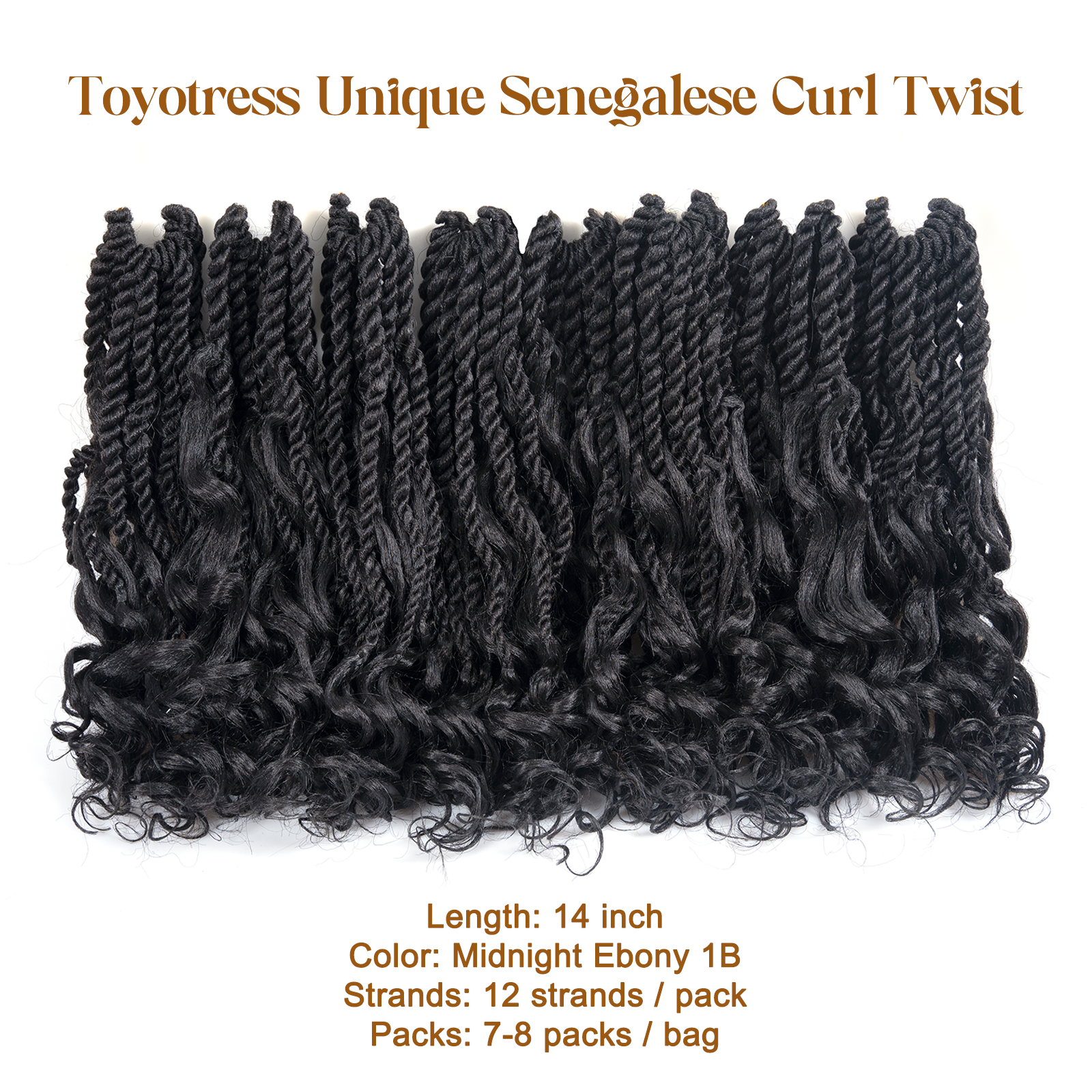 Facebook Group Benefit | Toyotress Unique Boho Island Twist with Curls Crochet Hair 8 Packs | Crochet Senegalese Twist Pre Looped Braiding Hair Wth Curly Ends