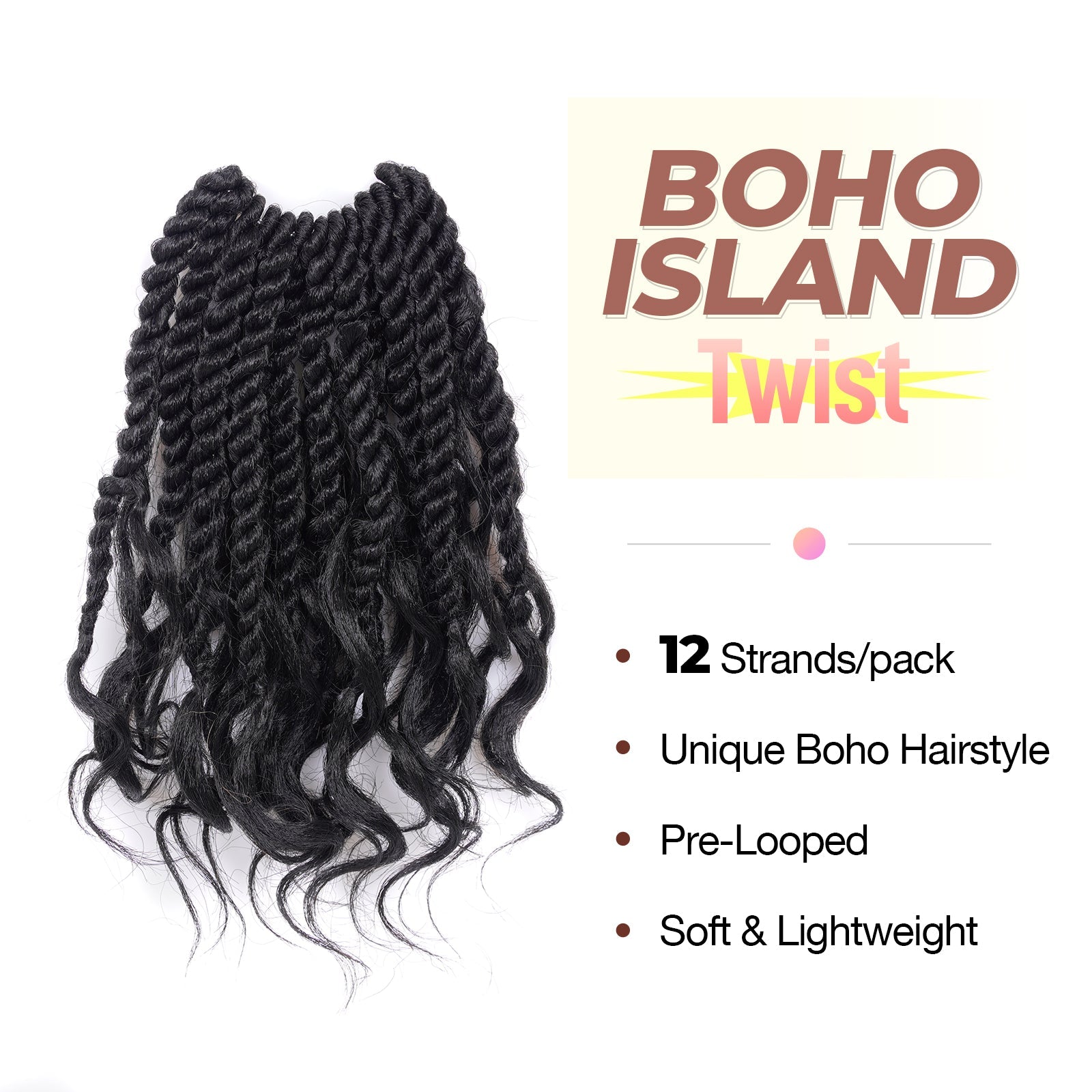 Facebook Group Benefit | Toyotress Unique Boho Island Twist with Curls Crochet Hair 8 Packs | Crochet Senegalese Twist Pre Looped Braiding Hair Wth Curly Ends