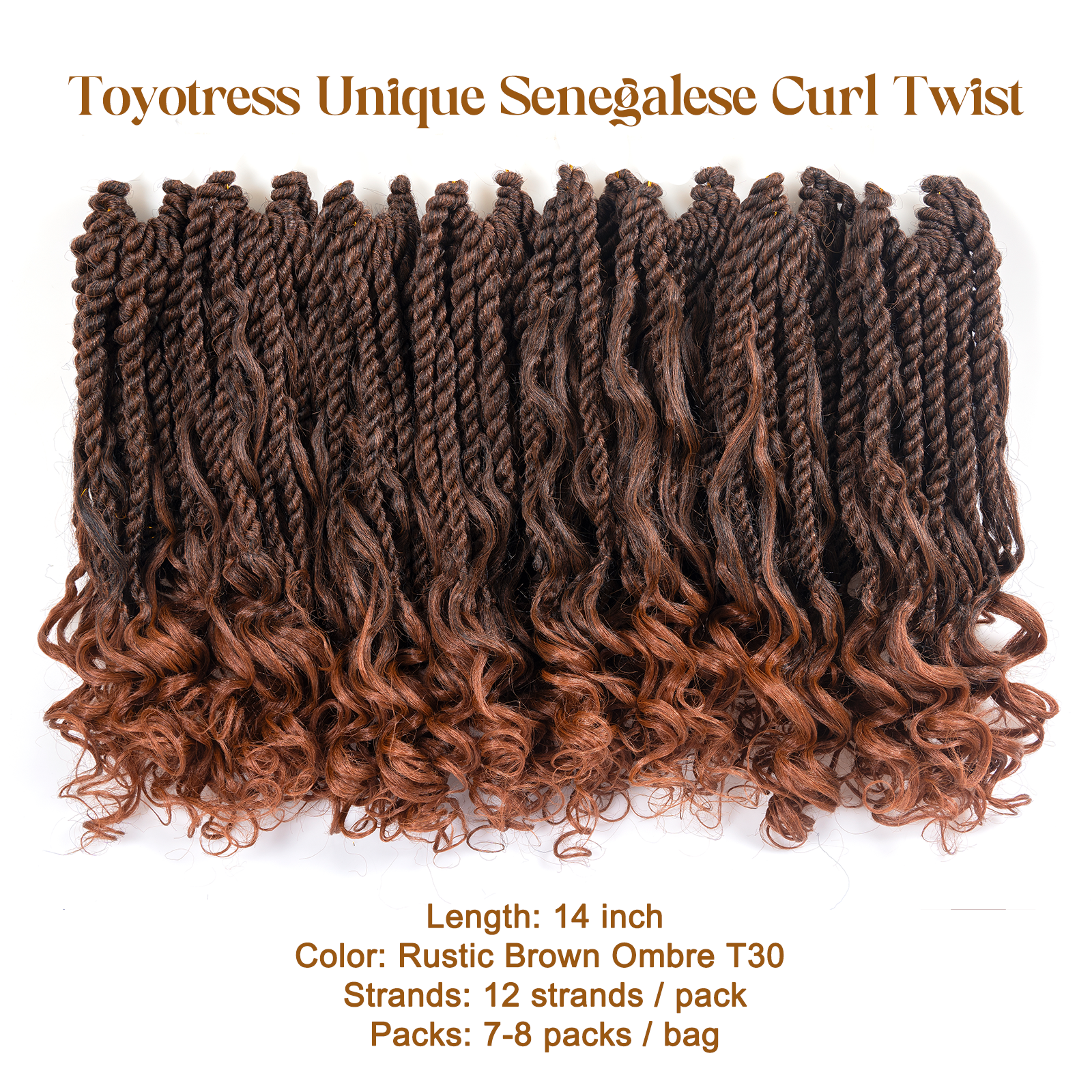 Facebook Group Benefit | Toyotress Unique Boho Island Twist with Curls Crochet Hair 8 Packs | Crochet Senegalese Twist Pre Looped Braiding Hair Wth Curly Ends