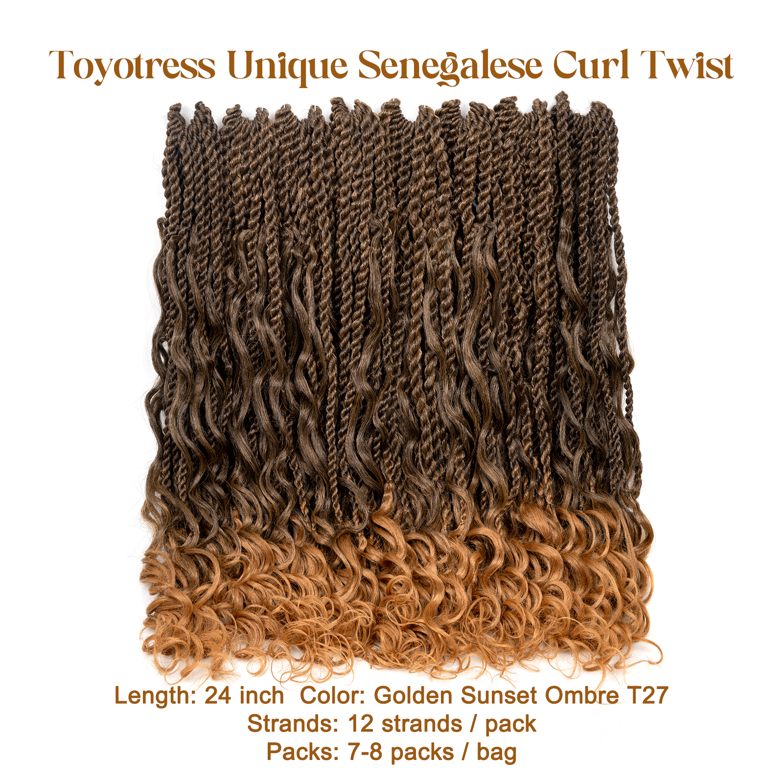 Facebook Group Benefit | Toyotress Unique Boho Island Twist with Curls Crochet Hair 8 Packs | Crochet Senegalese Twist Pre Looped Braiding Hair Wth Curly Ends