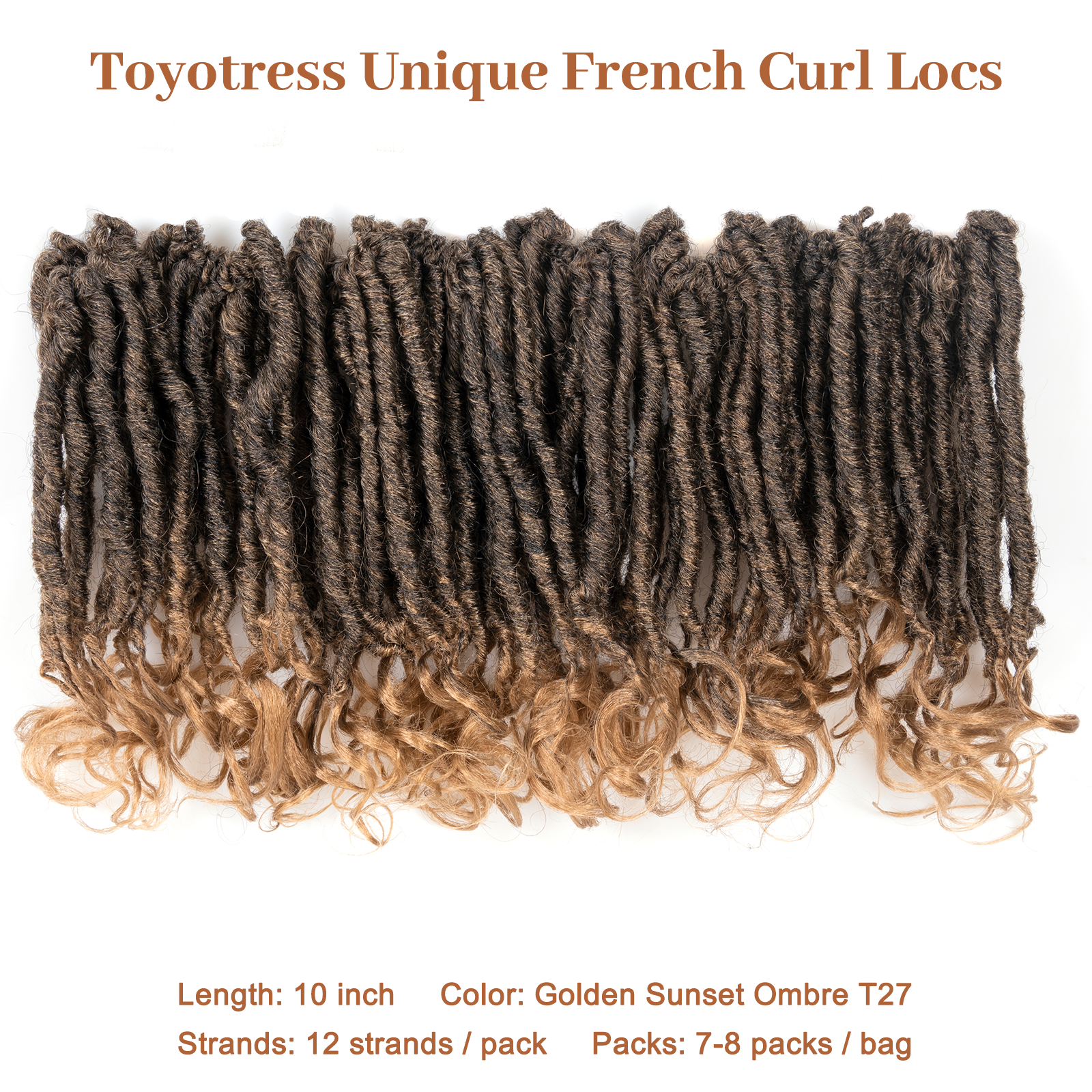 ( US ONLY) FAST SHIPPING FC | Toyotress French Curl Locs Crochet Hair Curly Faux Locs 8 Packs Black Pre-Looped Crochet Hair with Curly ends Crochet Hair with Soft Curly Wave Ends Hair Extensions