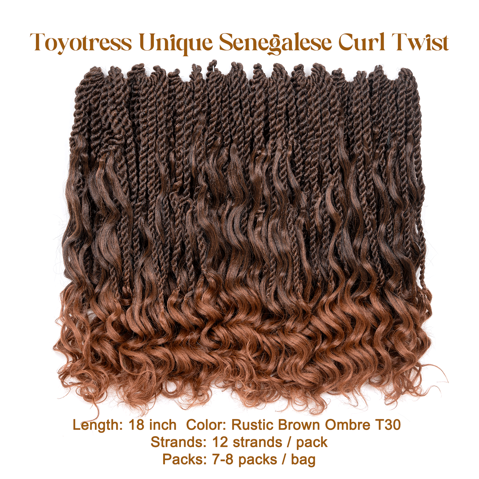 Facebook Group Benefit | Toyotress Unique Boho Island Twist with Curls Crochet Hair 8 Packs | Crochet Senegalese Twist Pre Looped Braiding Hair Wth Curly Ends