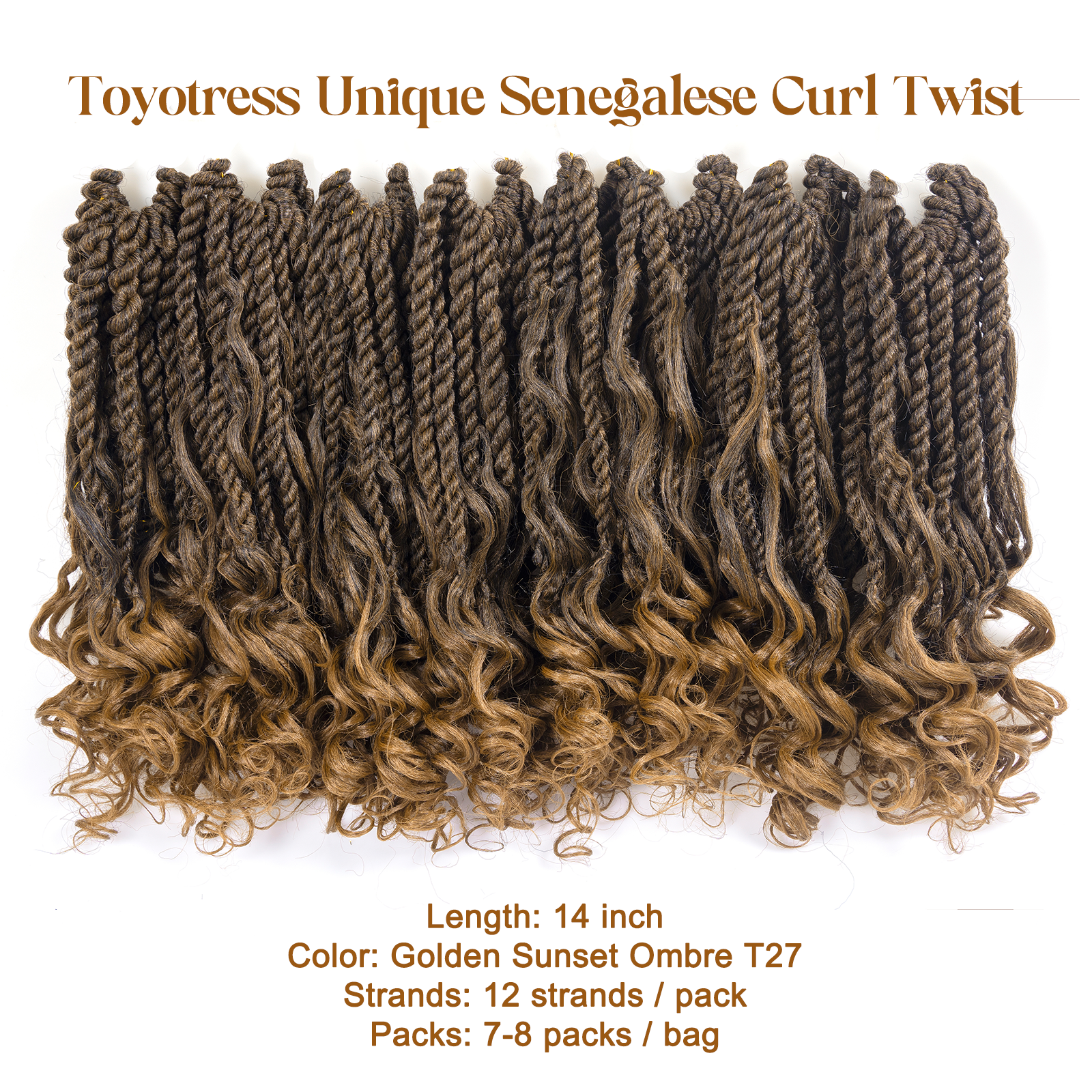 Facebook Group Benefit | Toyotress Unique Boho Island Twist with Curls Crochet Hair 8 Packs | Crochet Senegalese Twist Pre Looped Braiding Hair Wth Curly Ends