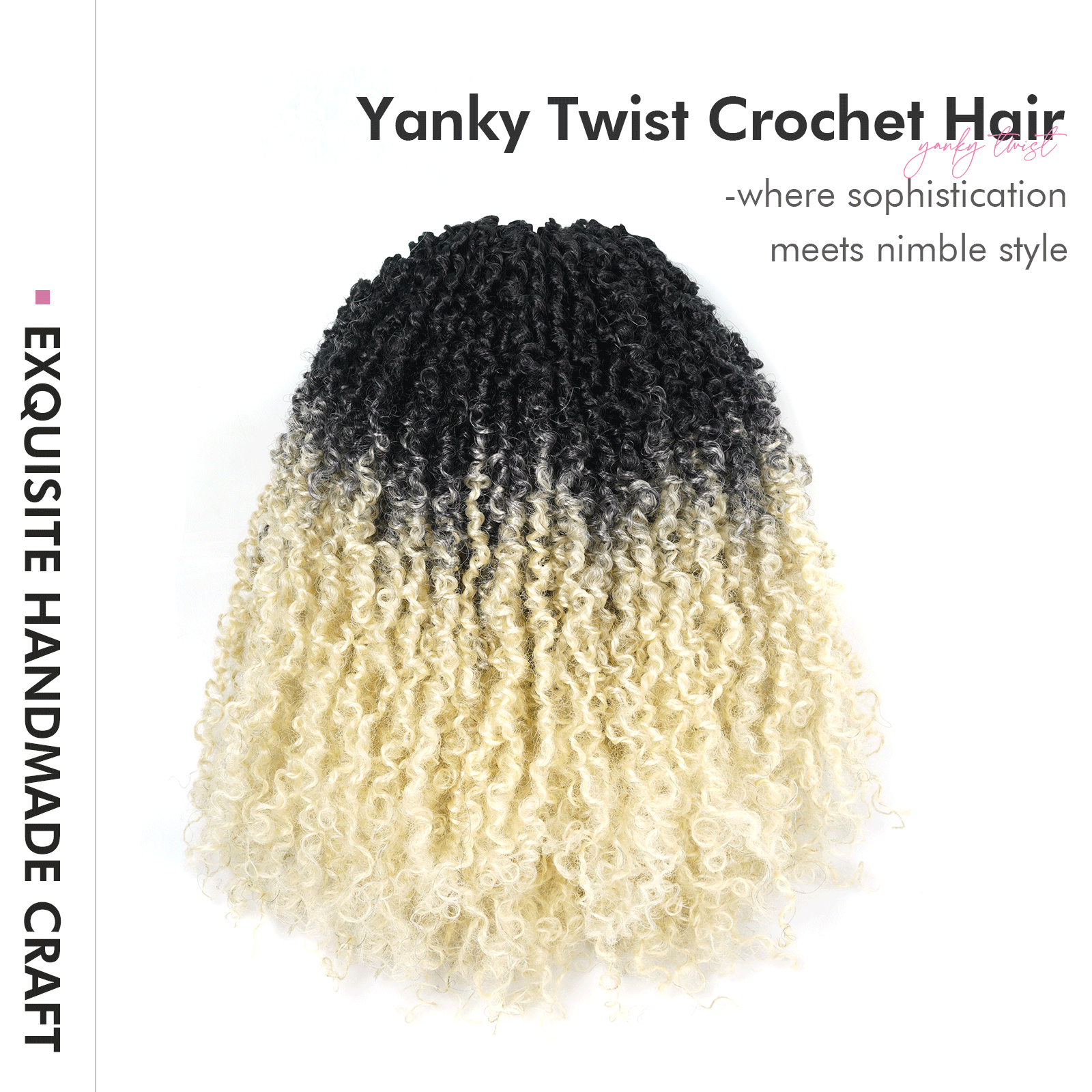 Clearance| 8 Packs Toyotress 6-18 Inch Yanky Twist | Yanky Twist Braiding Hair with Curls 8 Packs Fluffy Marlybob Crochet Hair Pre Twisted Short Passion Twist Crochet Braids Synthetic Hair Extensions for Women