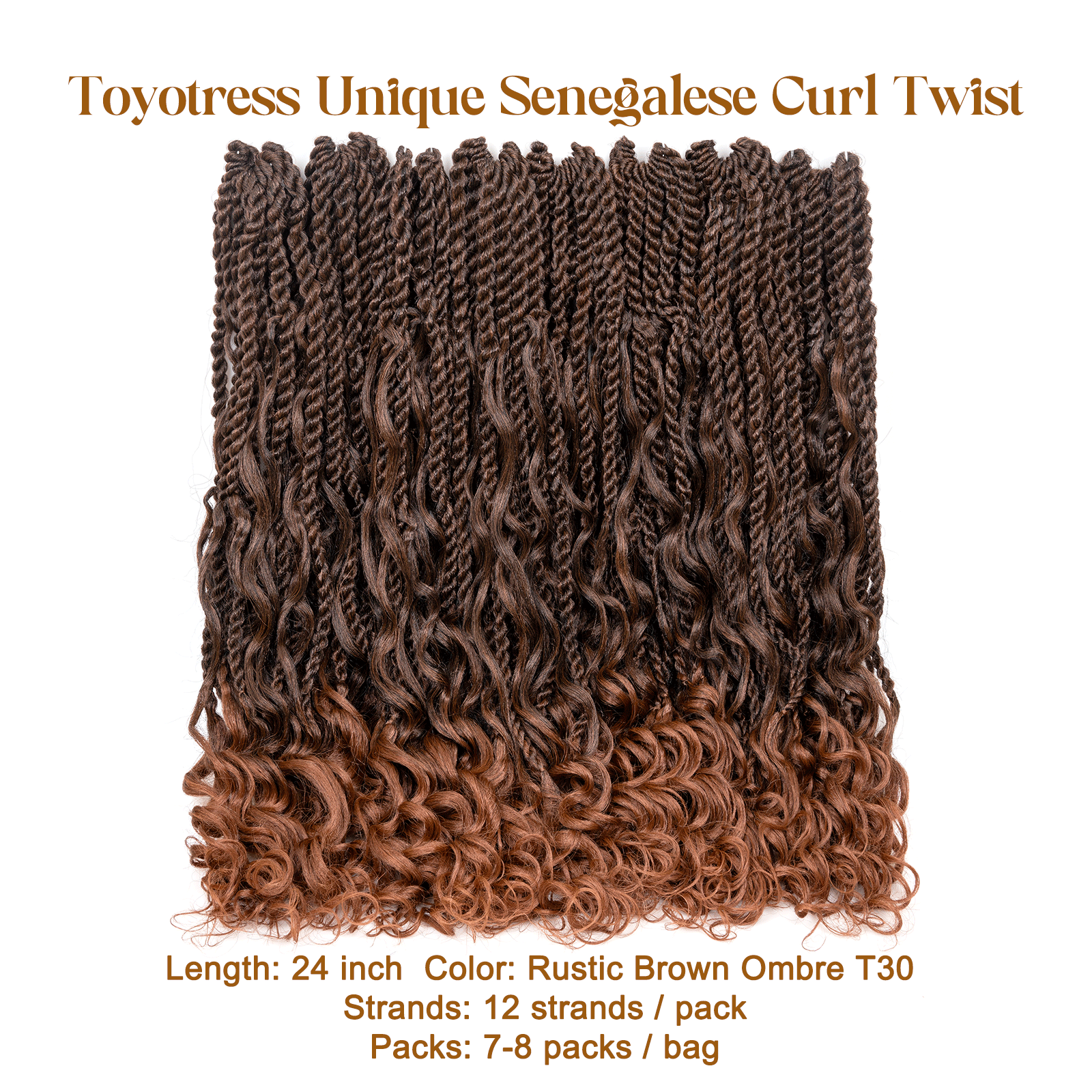 Facebook Group Benefit | Toyotress Unique Boho Island Twist with Curls Crochet Hair 8 Packs | Crochet Senegalese Twist Pre Looped Braiding Hair Wth Curly Ends