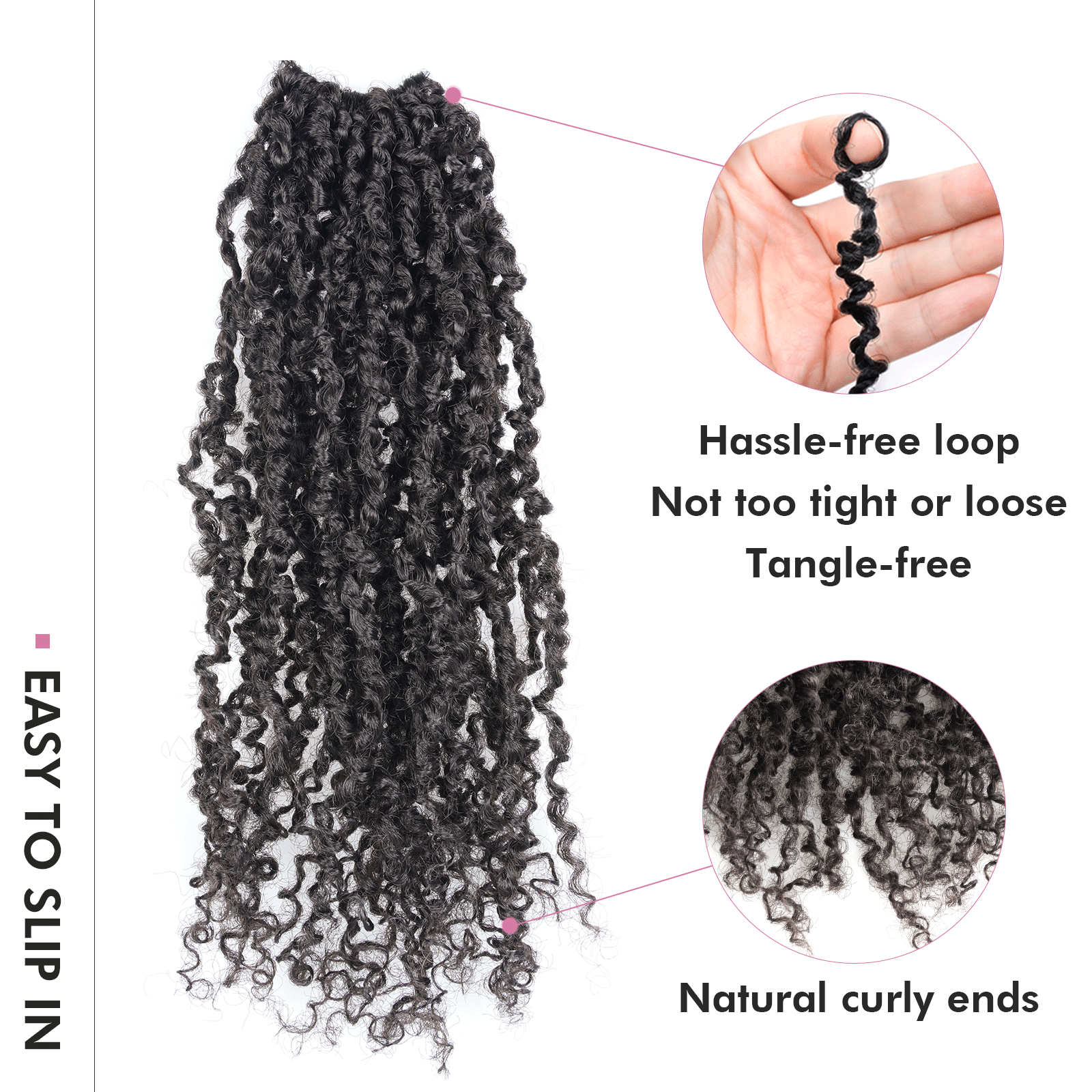 1 Pack Toyotress 6-16 Inch Yanky Twist | Pre Looped Mini Passion Twist Yanky Twist Braiding Hair with Curls Fluffy Marlybob Crochet Hair Pre Twisted Short Passion Twist Crochet Braids Synthetic Hair Extensions