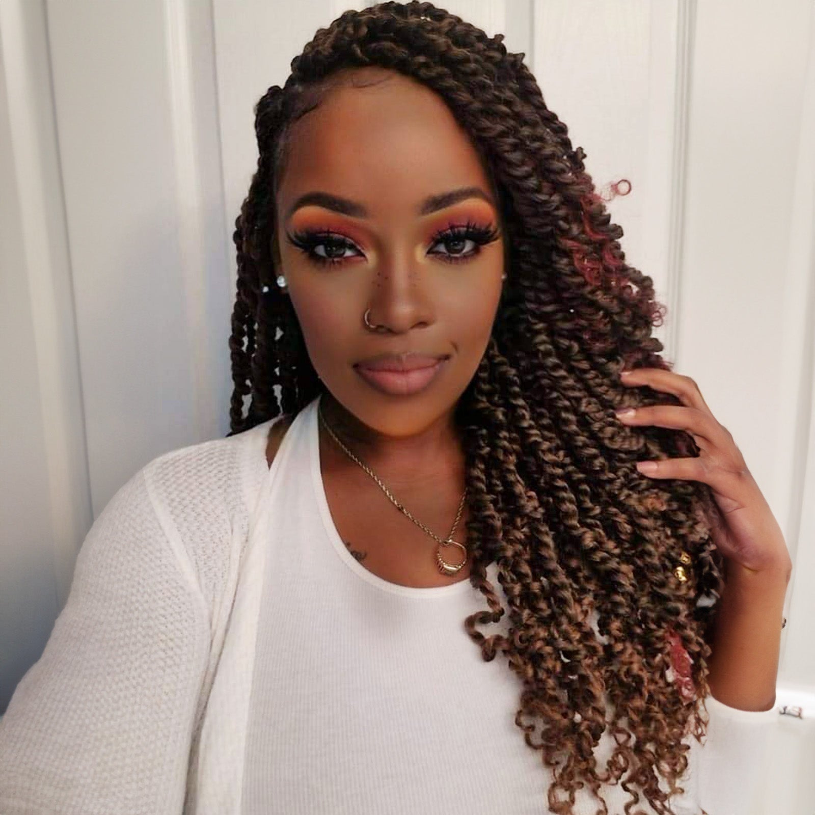 ( US ONLY) FAST SHIPPING NB | ToyoTress Tiana Passion Twist Hair - Pre-twisted Crochet Braids Natural Black, Pre-looped Synthetic Braiding Hair Extensions