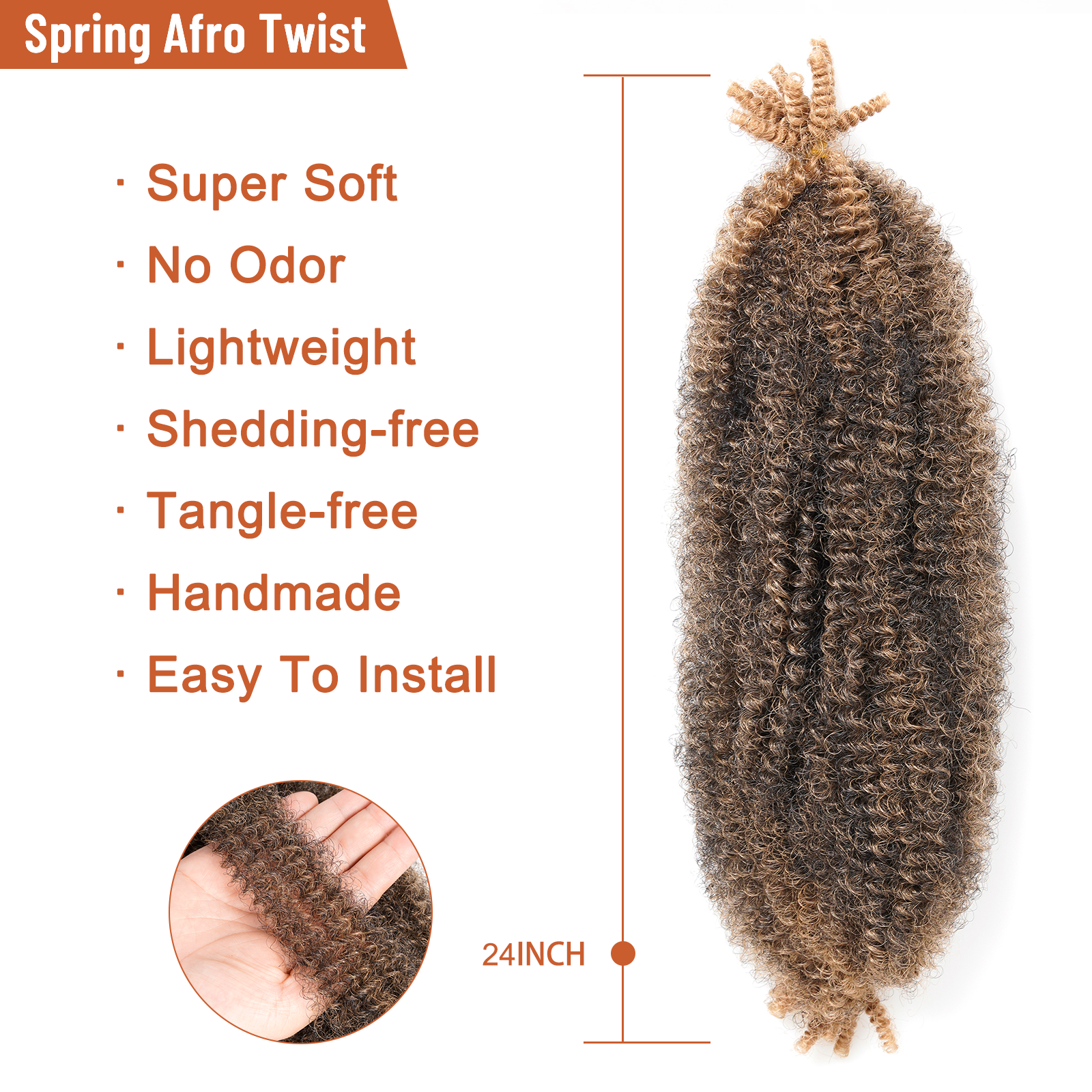 Springy Afro Twist Hair 10-24 Inch 6 Packs | Pre-sectioned Afro Kinky Marley Twist Braiding Hair