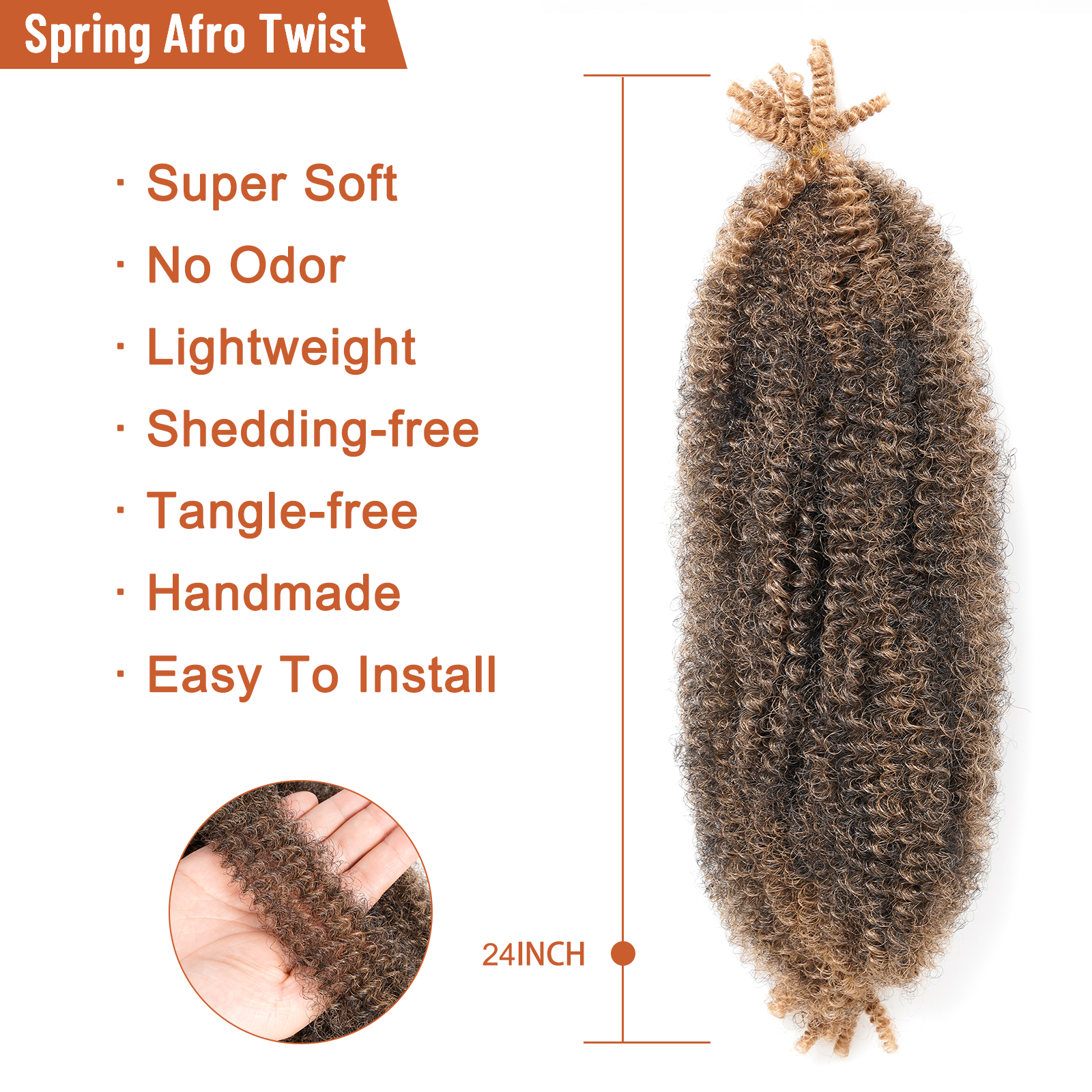 Facebook Group Benefit | Springy Afro Twist Hair 10-24 Inch 6 Packs | Pre-sectioned Afro Kinky Marley Twist Braiding Hair