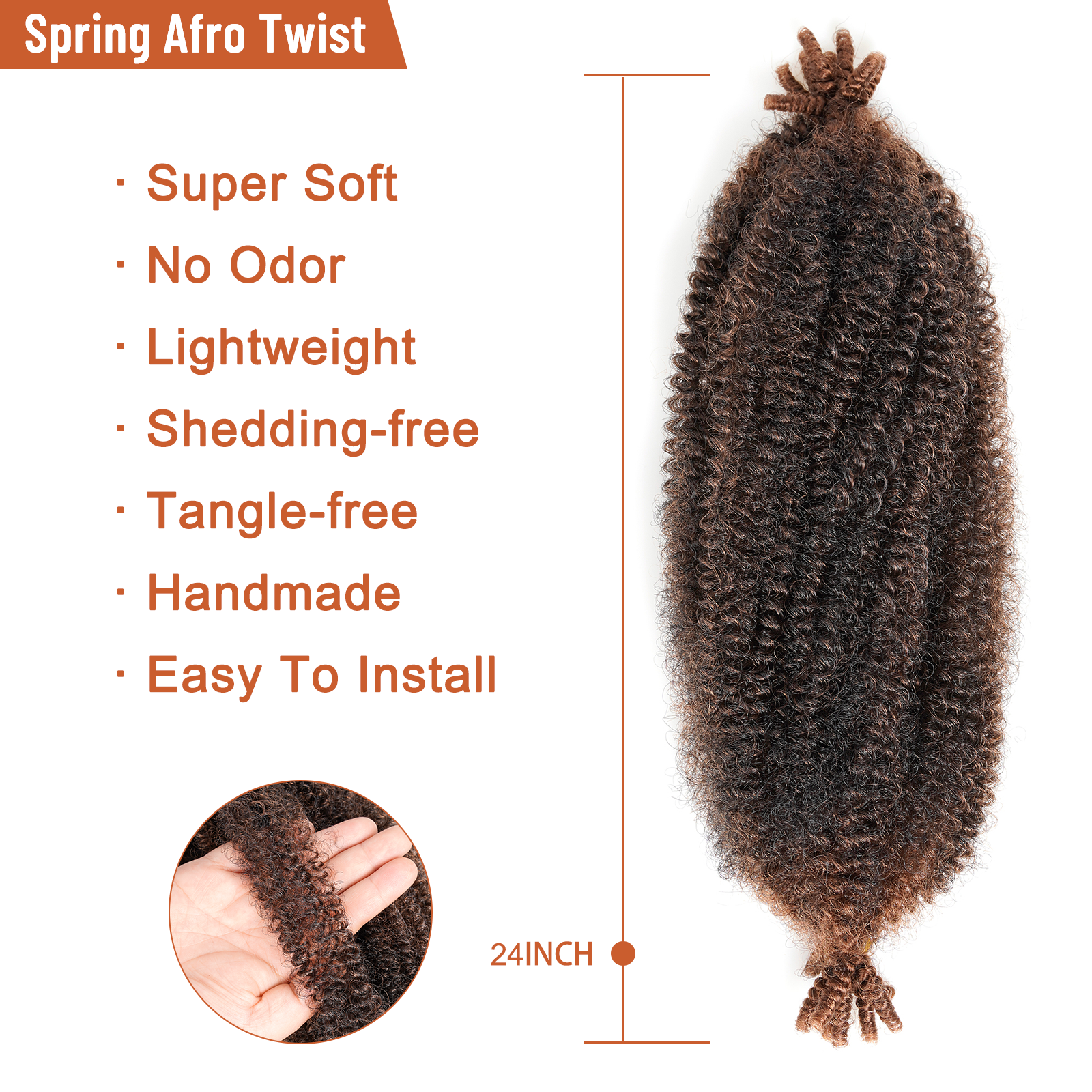 Facebook Group Benefit | Springy Afro Twist Hair 10-24 Inch 6 Packs | Pre-sectioned Afro Kinky Marley Twist Braiding Hair