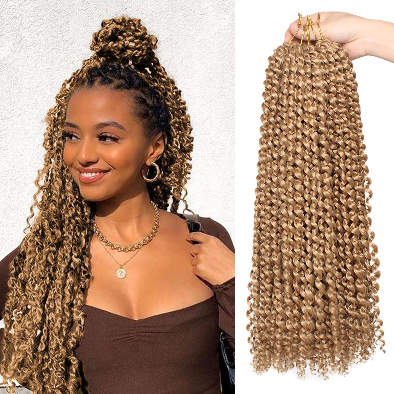 Facebook Group Benefit | TOYOTRESS Water Wave Passion Twist Hair 6/7 Packs - Ombre Orange Water Wave Crochet Braids Synthetic Braiding Hair Extensions