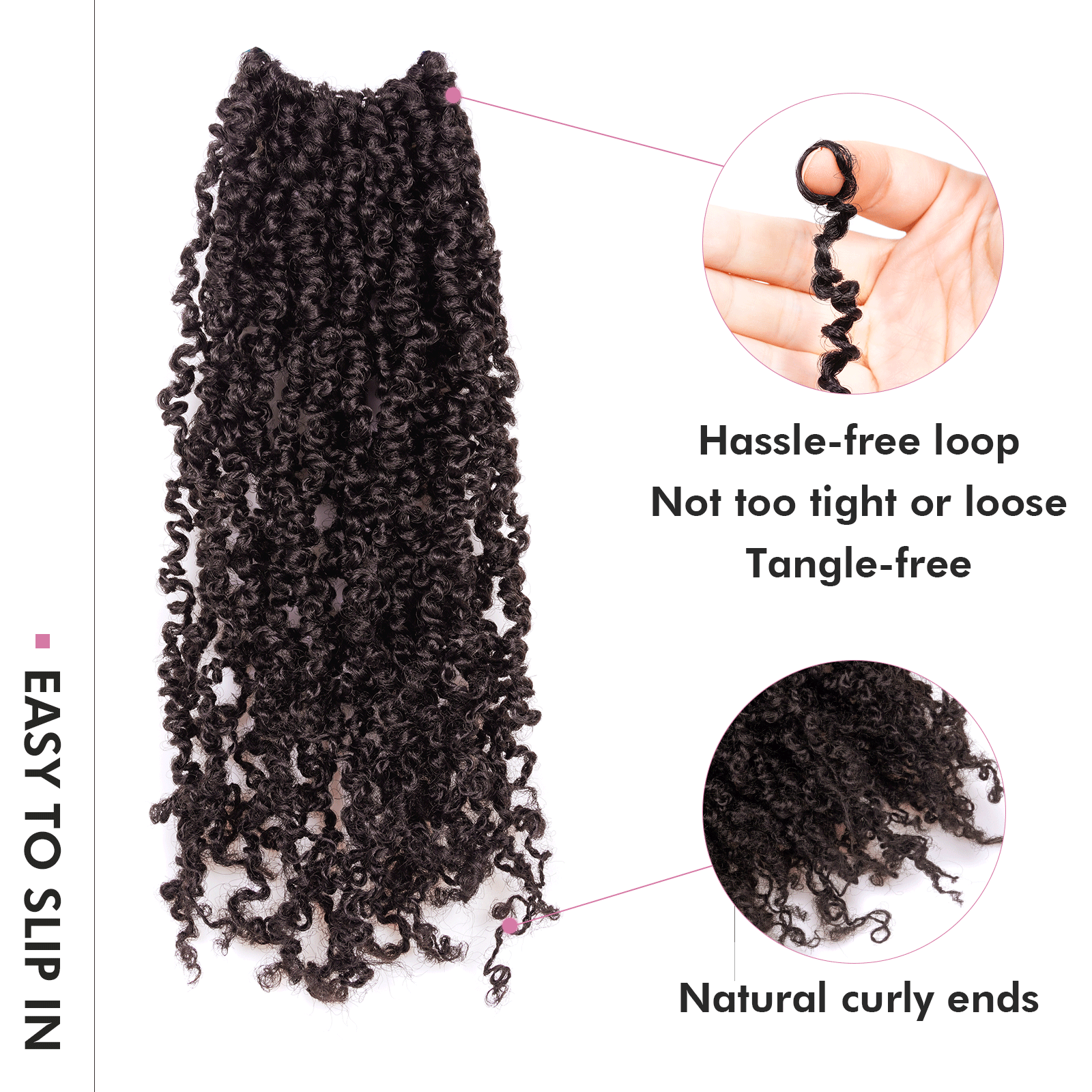 1 Pack Toyotress 6-16 Inch Yanky Twist | Pre Looped Mini Passion Twist Yanky Twist Braiding Hair with Curls Fluffy Marlybob Crochet Hair Pre Twisted Short Passion Twist Crochet Braids Synthetic Hair Extensions