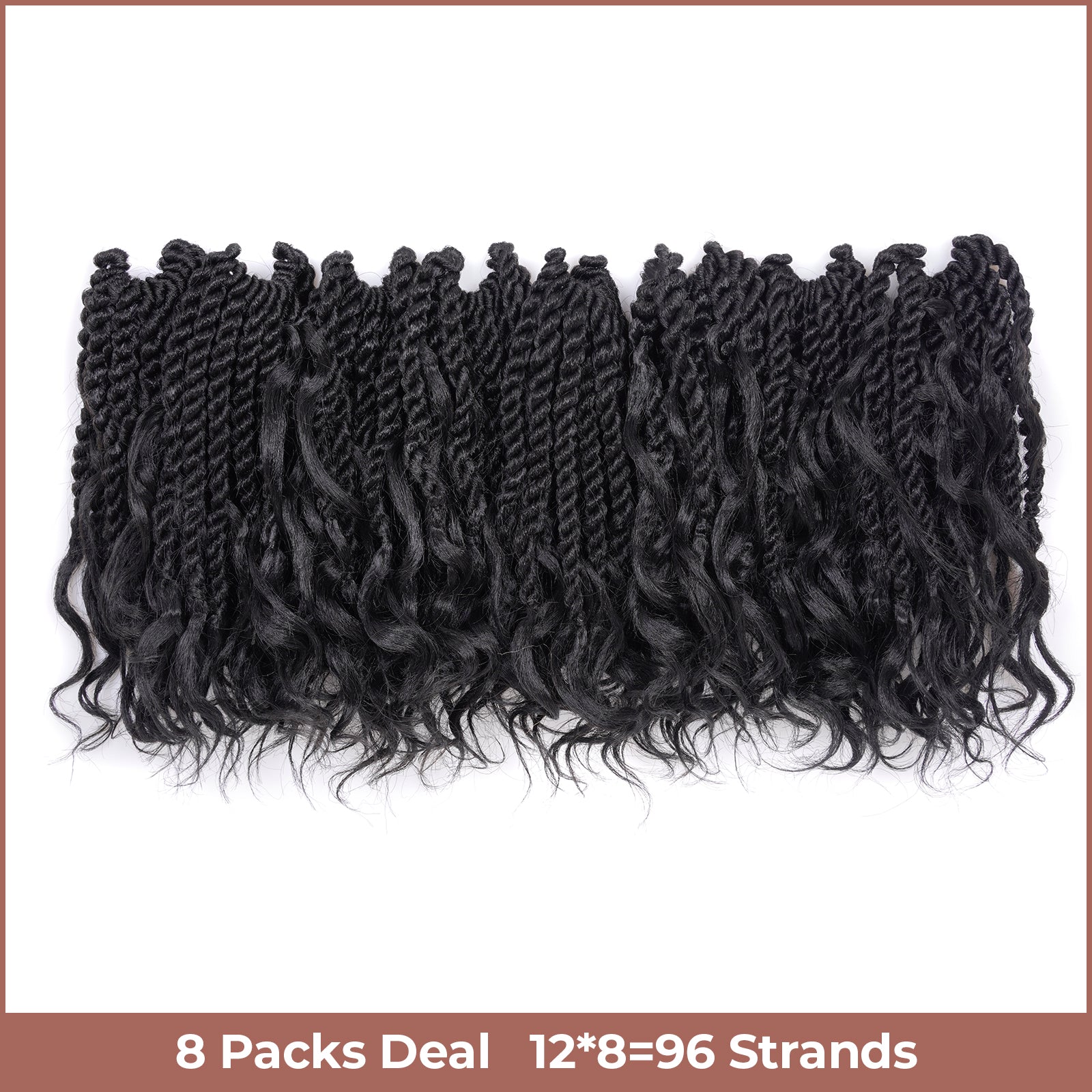 Facebook Group Benefit | Toyotress Unique Boho Island Twist with Curls Crochet Hair 8 Packs | Crochet Senegalese Twist Pre Looped Braiding Hair Wth Curly Ends