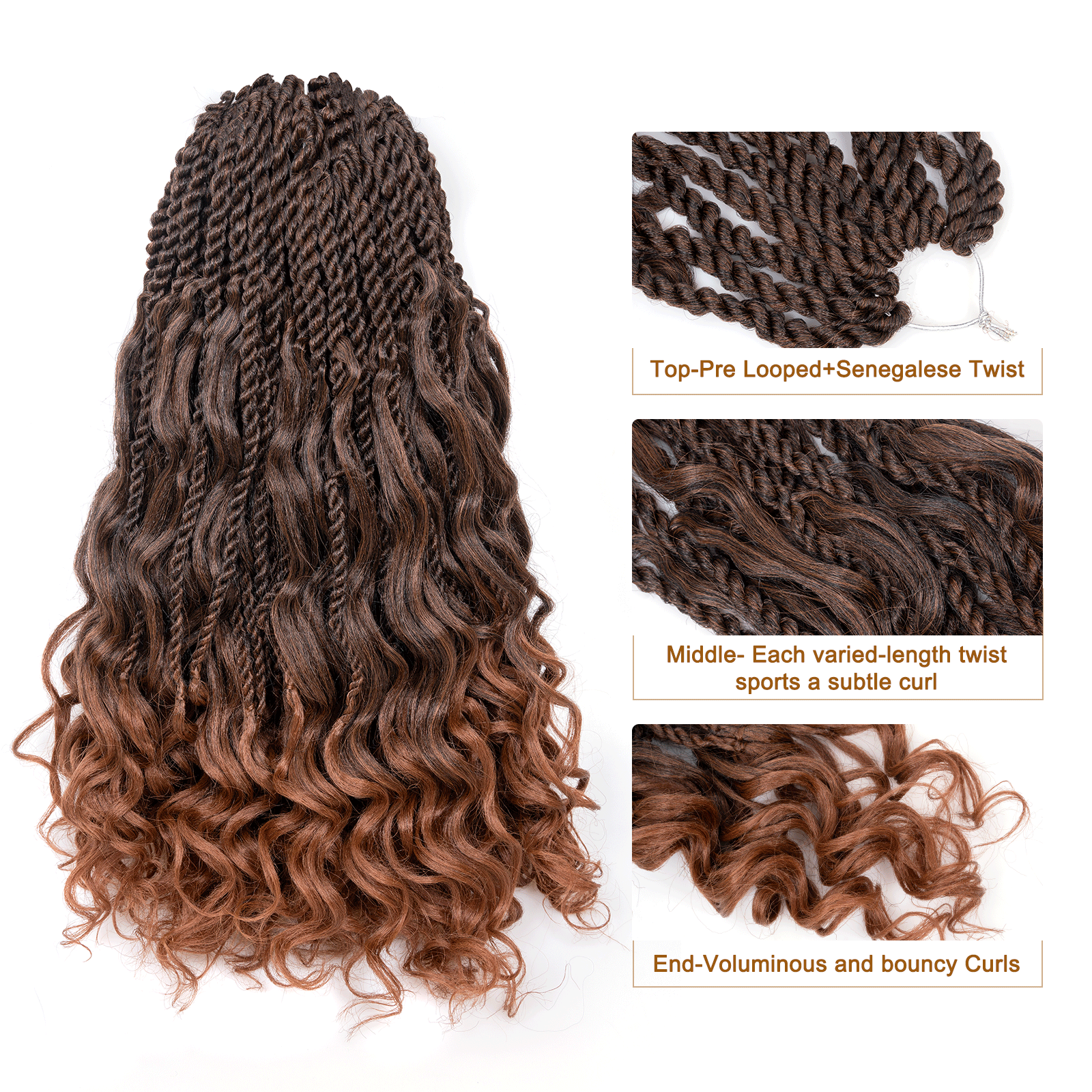 Facebook Group Benefit | Toyotress Unique Boho Island Twist with Curls Crochet Hair 8 Packs | Crochet Senegalese Twist Pre Looped Braiding Hair Wth Curly Ends