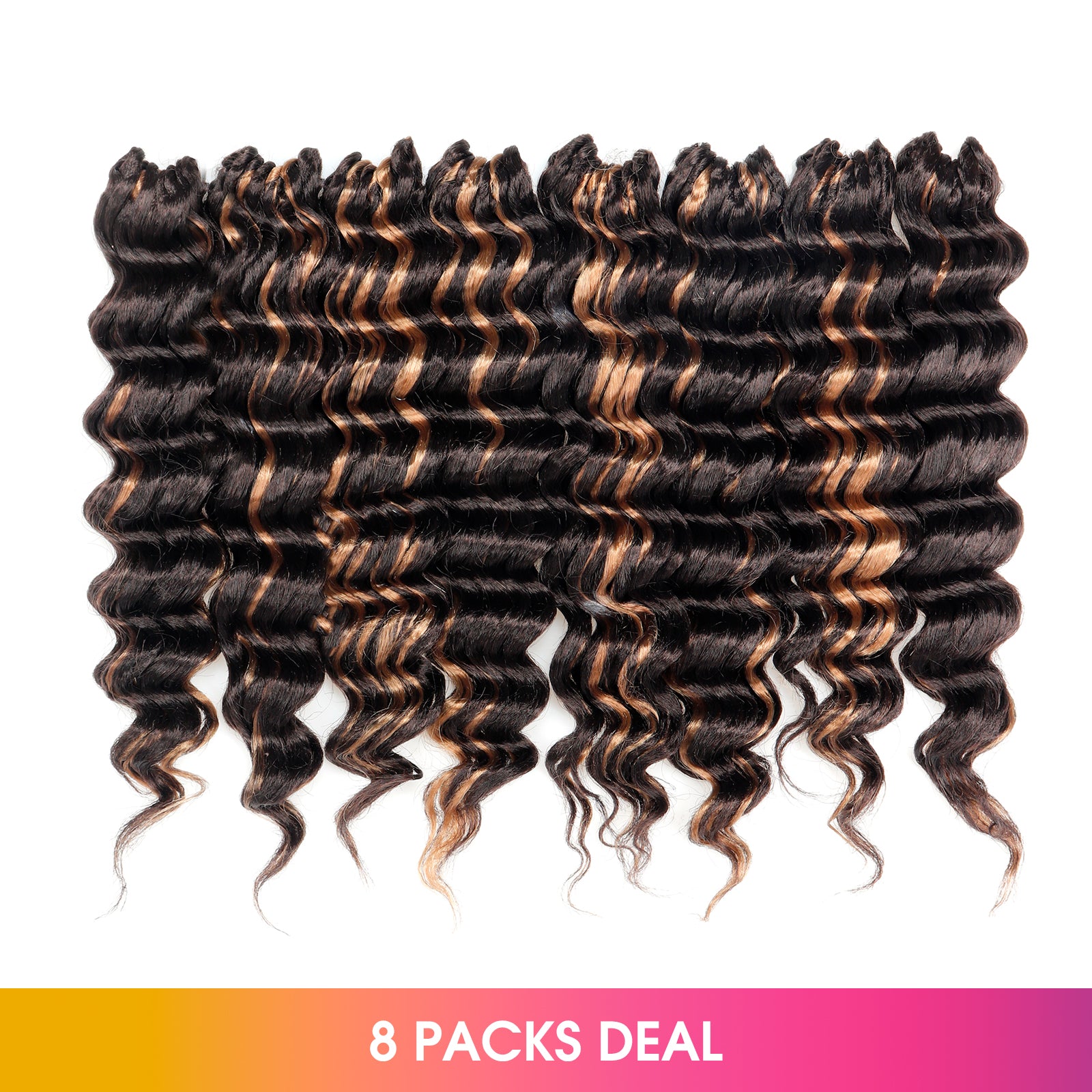 Clearance | Deep Wave Crochet Hair 10-14 Inch 8 Packs | Pre-Looped Wavy Curly Crochet Synthetic Hair