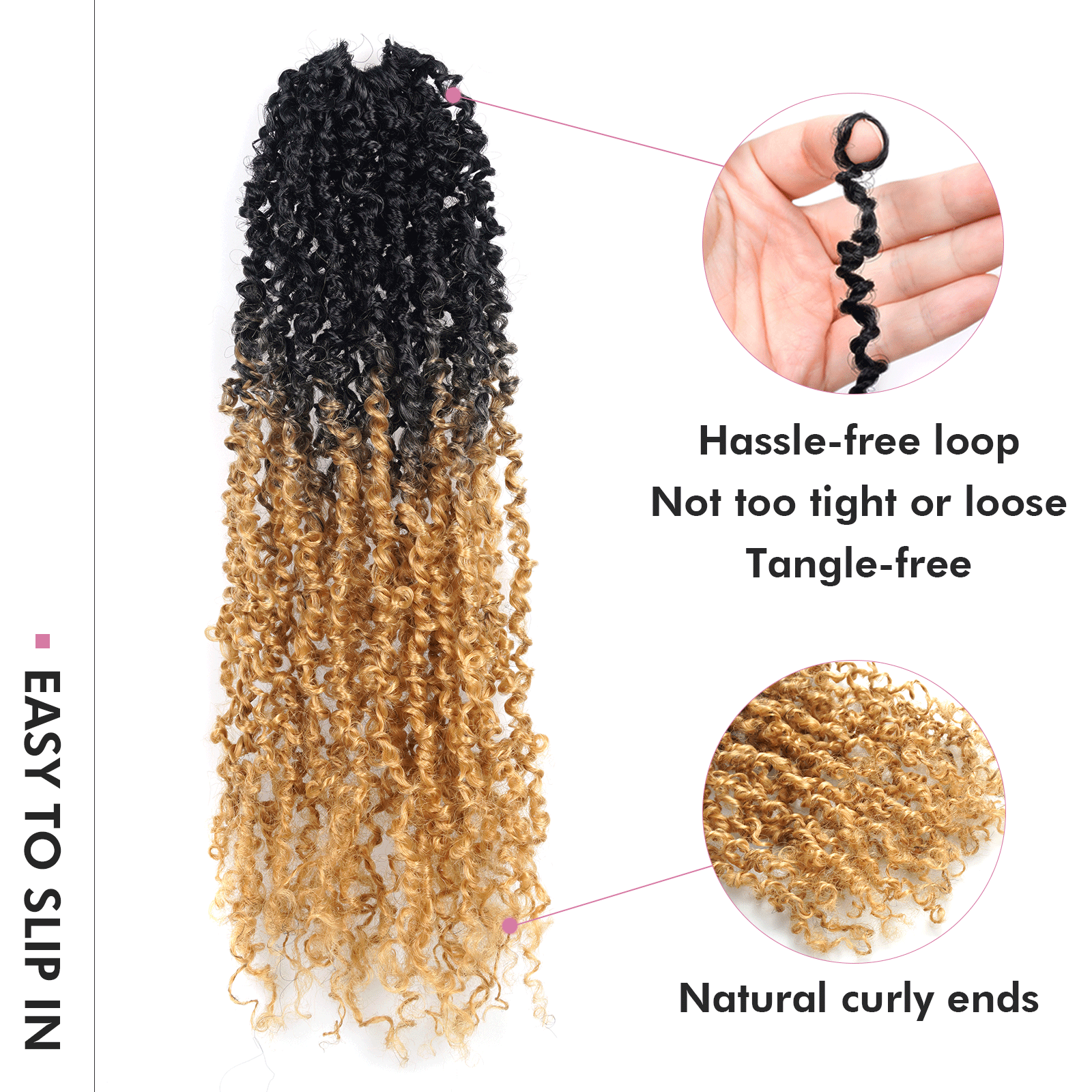 1 Pack Toyotress 6-16 Inch Yanky Twist | Pre Looped Mini Passion Twist Yanky Twist Braiding Hair with Curls Fluffy Marlybob Crochet Hair Pre Twisted Short Passion Twist Crochet Braids Synthetic Hair Extensions