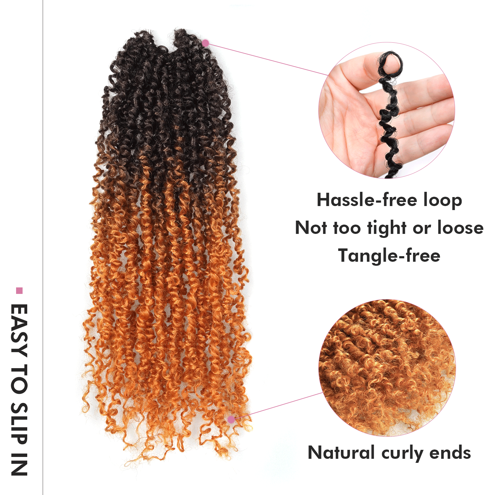 1 Pack Toyotress 6-16 Inch Yanky Twist | Pre Looped Mini Passion Twist Yanky Twist Braiding Hair with Curls Fluffy Marlybob Crochet Hair Pre Twisted Short Passion Twist Crochet Braids Synthetic Hair Extensions