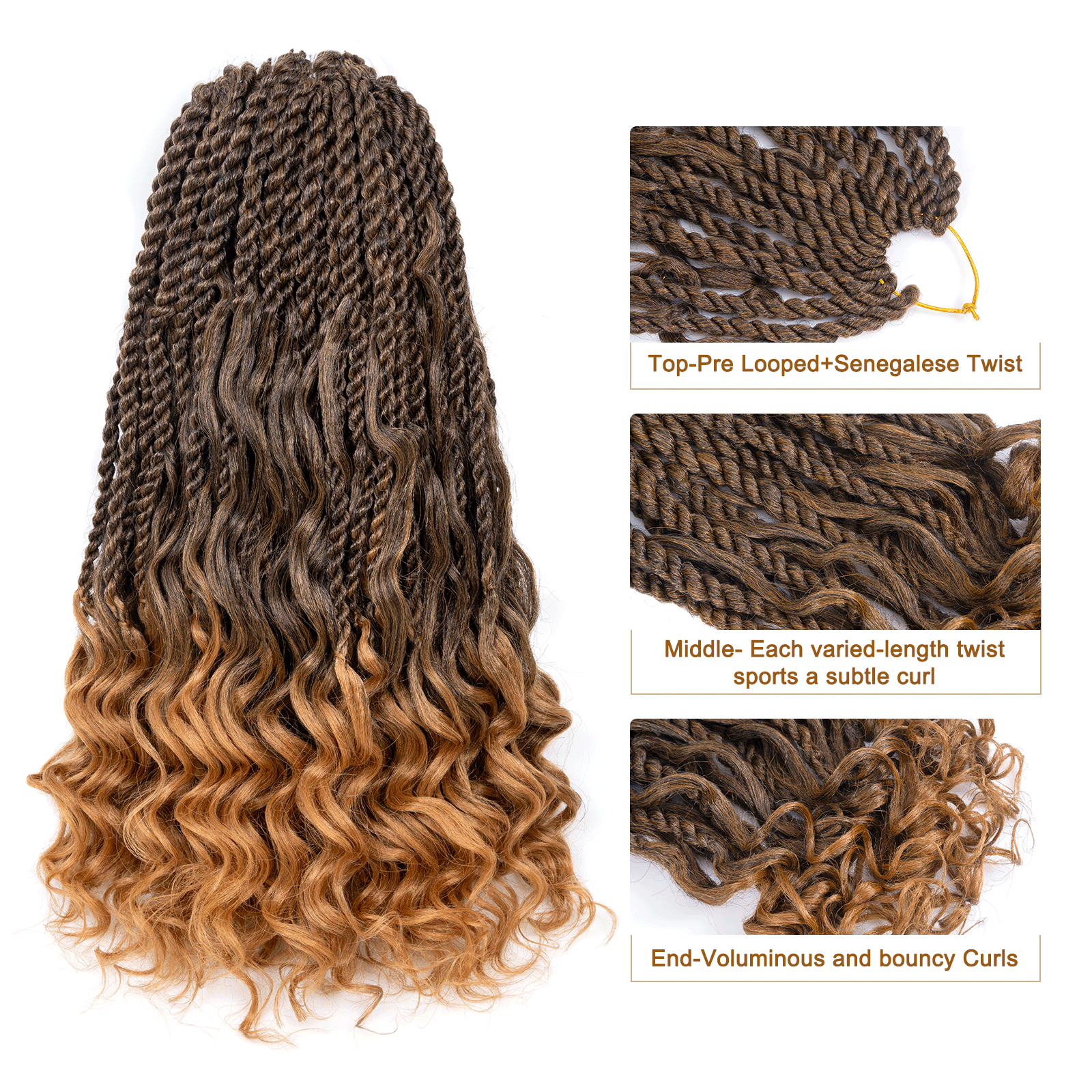 ( US ONLY) FAST SHIPPING ISLAND TWIST | ToyoTress Boho Island Twist Crochet Hair - 8 Packs Short Bob Ombre Brown Boho Havana Twist Crochet Braids Synthetic Braiding Hair