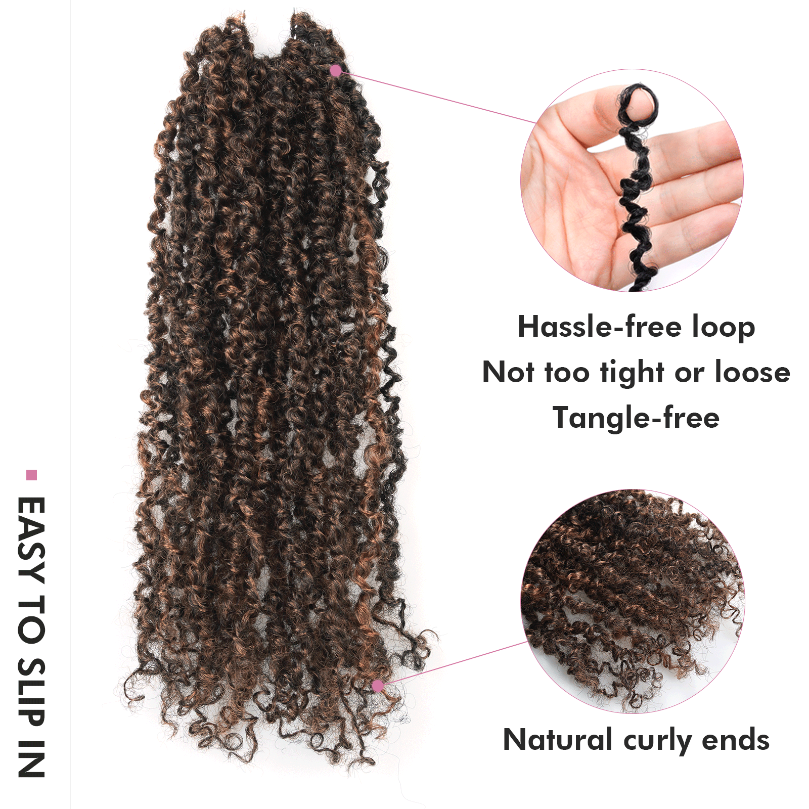 1 Pack Toyotress 6-16 Inch Yanky Twist | Pre Looped Mini Passion Twist Yanky Twist Braiding Hair with Curls Fluffy Marlybob Crochet Hair Pre Twisted Short Passion Twist Crochet Braids Synthetic Hair Extensions