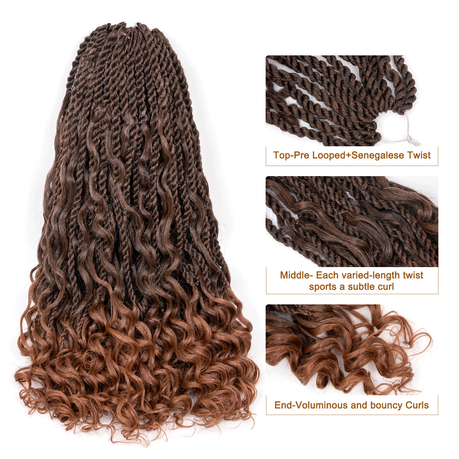 Facebook Group Benefit | Toyotress Unique Boho Island Twist with Curls Crochet Hair 8 Packs | Crochet Senegalese Twist Pre Looped Braiding Hair Wth Curly Ends