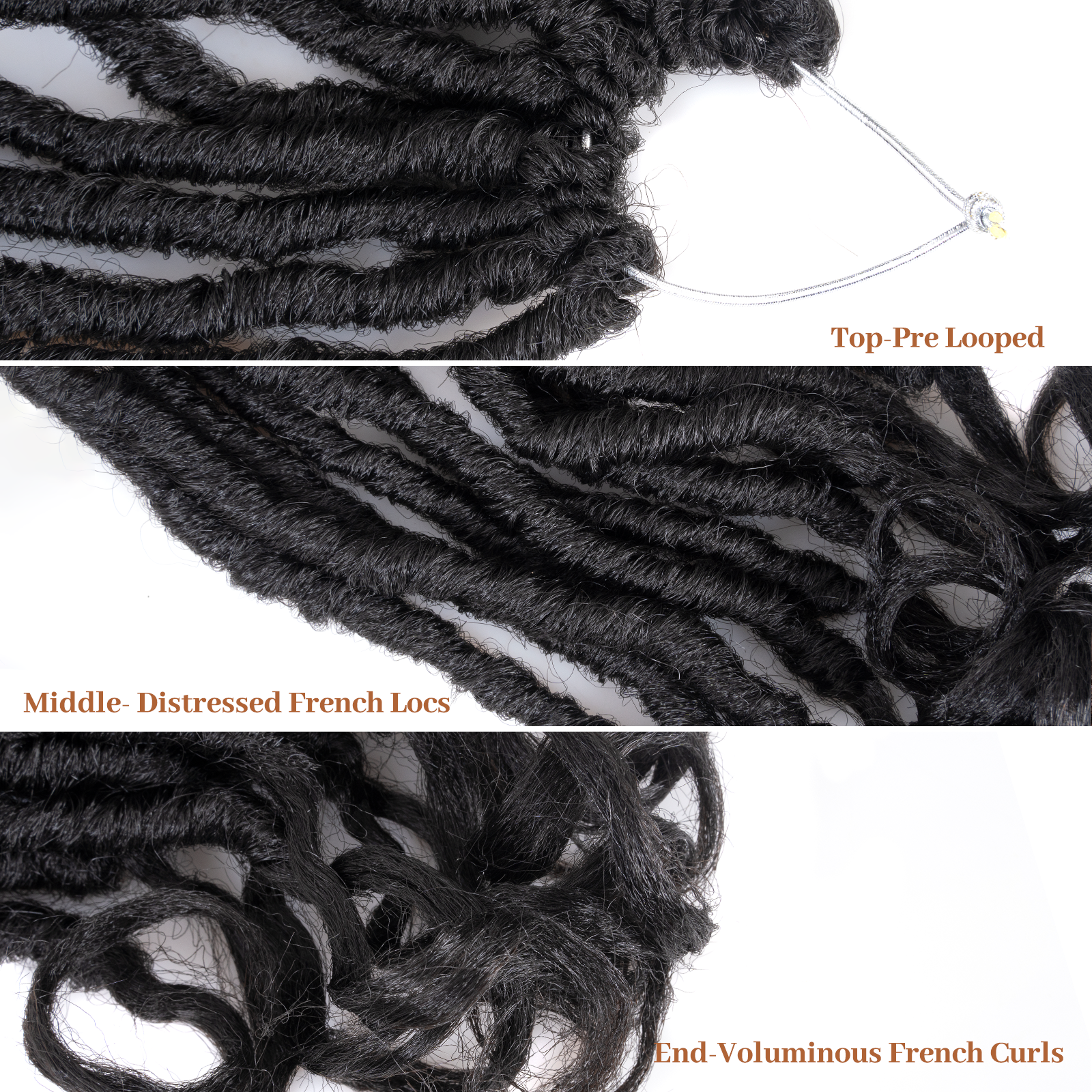 ( US ONLY) FAST SHIPPING FC | Toyotress French Curl Locs Crochet Hair Curly Faux Locs 8 Packs Black Pre-Looped Crochet Hair with Curly ends Crochet Hair with Soft Curly Wave Ends Hair Extensions