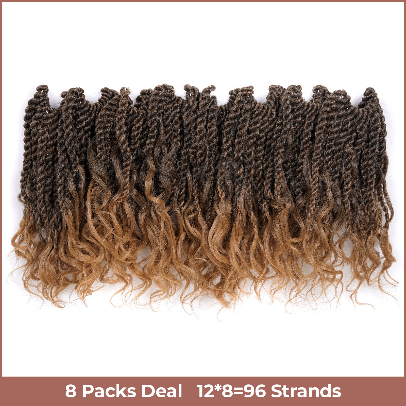 ( US ONLY) FAST SHIPPING ISLAND TWIST | ToyoTress Boho Island Twist Crochet Hair - 8 Packs Short Bob Ombre Brown Boho Havana Twist Crochet Braids Synthetic Braiding Hair