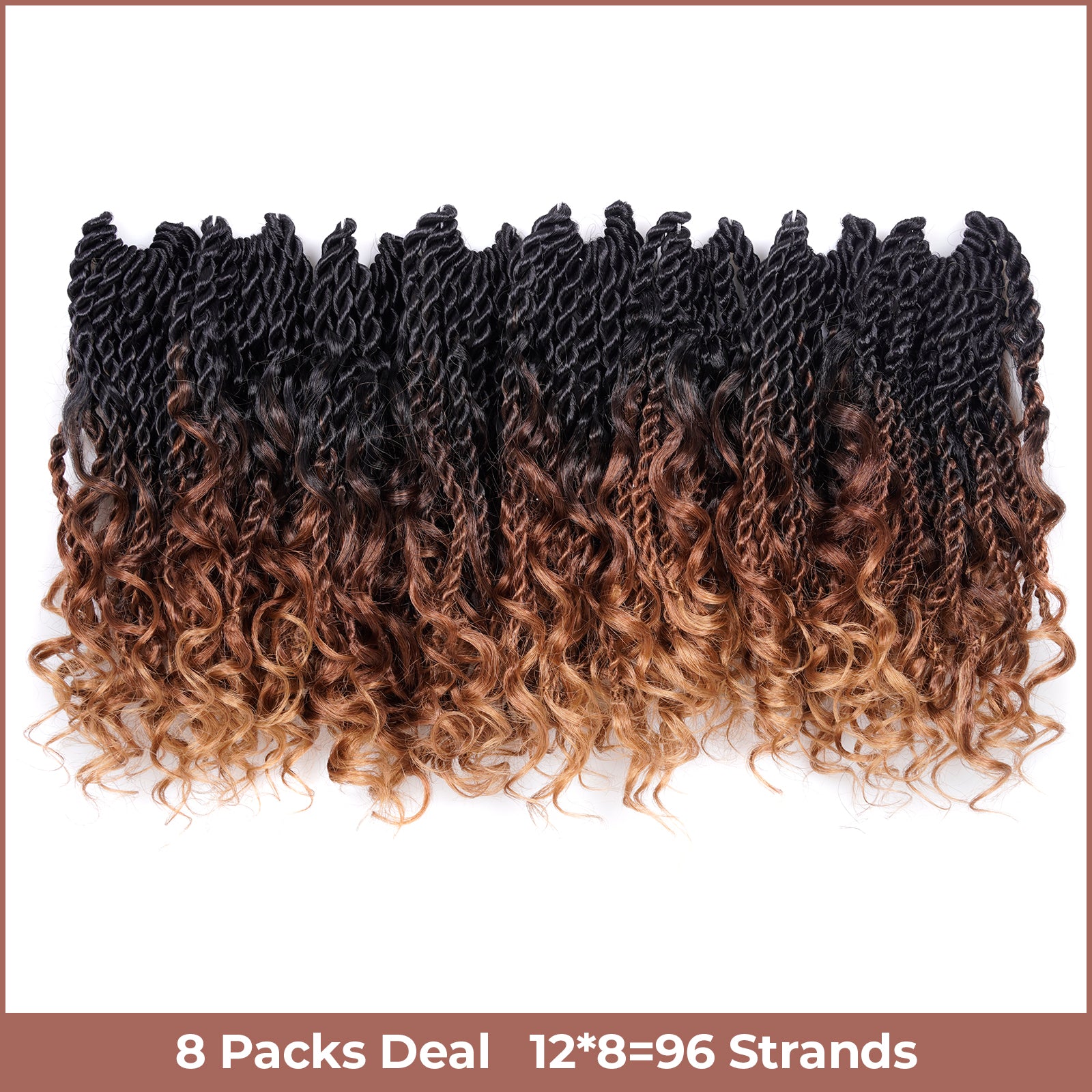 Facebook Group Benefit | Toyotress Unique Boho Island Twist with Curls Crochet Hair 8 Packs | Crochet Senegalese Twist Pre Looped Braiding Hair Wth Curly Ends