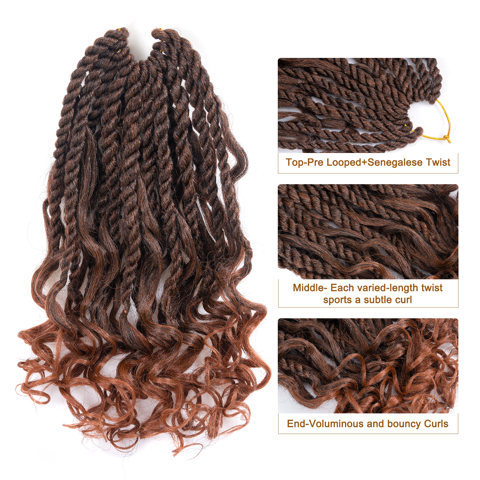 ( US ONLY) FAST SHIPPING ISLAND TWIST | ToyoTress Boho Island Twist Crochet Hair - 8 Packs Short Bob Ombre Brown Boho Havana Twist Crochet Braids Synthetic Braiding Hair