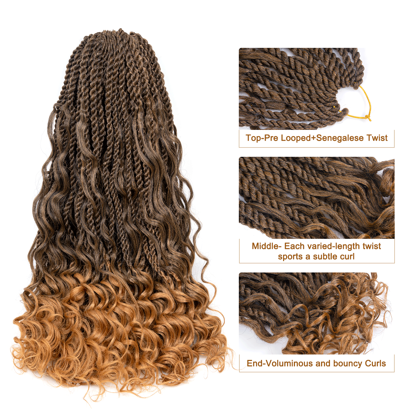 ( US ONLY) FAST SHIPPING ISLAND TWIST | ToyoTress Boho Island Twist Crochet Hair - 8 Packs Short Bob Ombre Brown Boho Havana Twist Crochet Braids Synthetic Braiding Hair