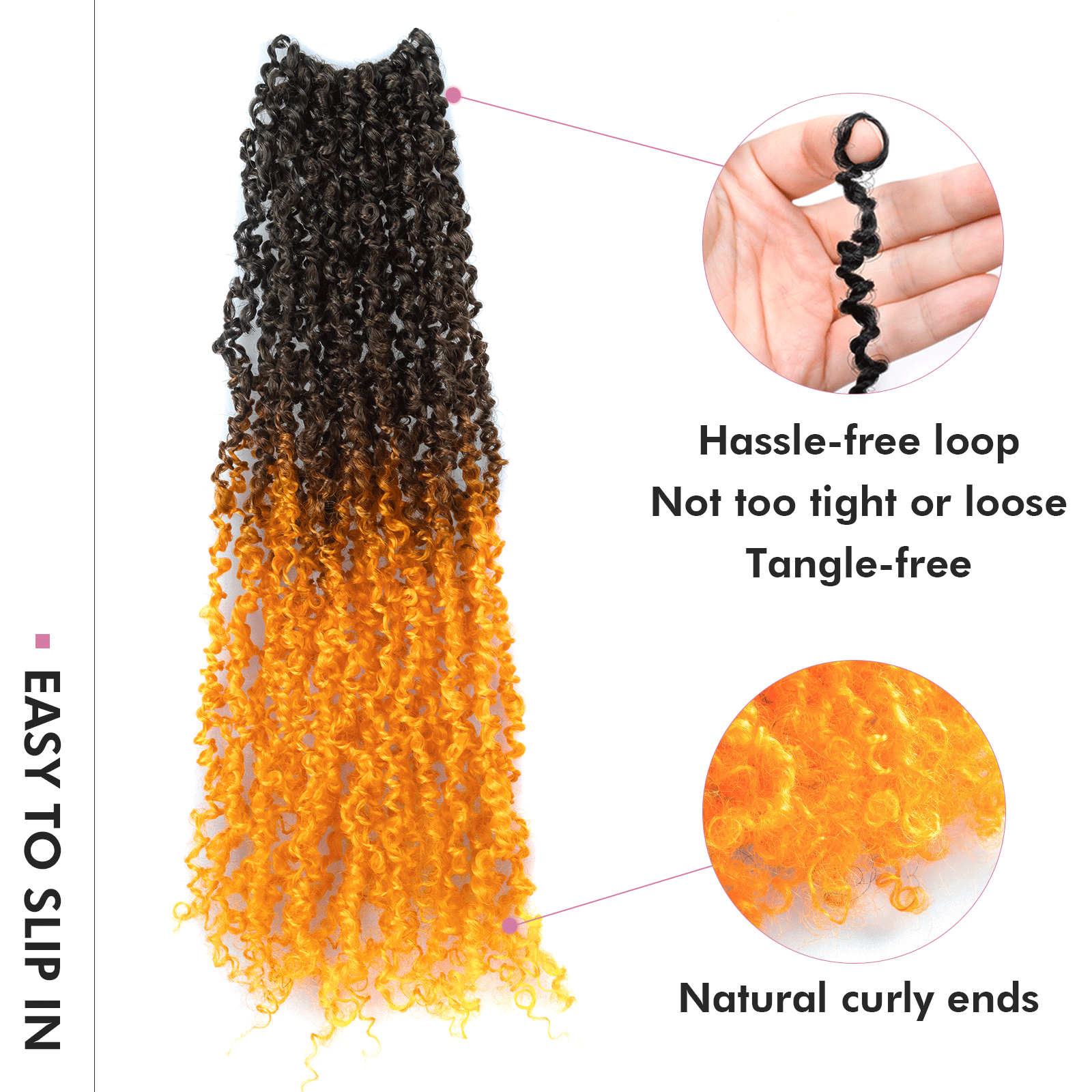 1 Pack Toyotress 6-16 Inch Yanky Twist | Pre Looped Mini Passion Twist Yanky Twist Braiding Hair with Curls Fluffy Marlybob Crochet Hair Pre Twisted Short Passion Twist Crochet Braids Synthetic Hair Extensions