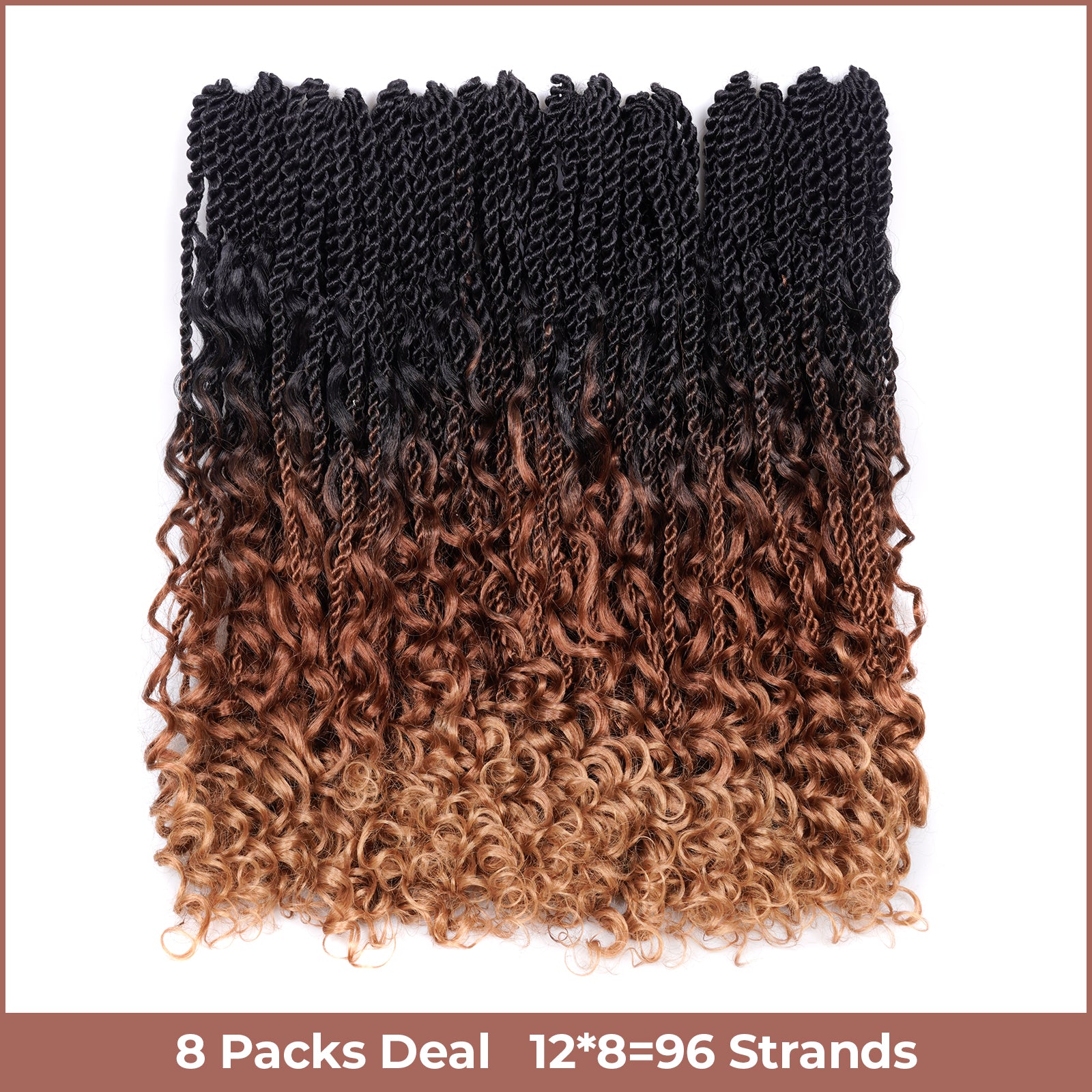 ( US ONLY) FAST SHIPPING ISLAND TWIST | ToyoTress Boho Island Twist Crochet Hair - 8 Packs Short Bob Ombre Brown Boho Havana Twist Crochet Braids Synthetic Braiding Hair