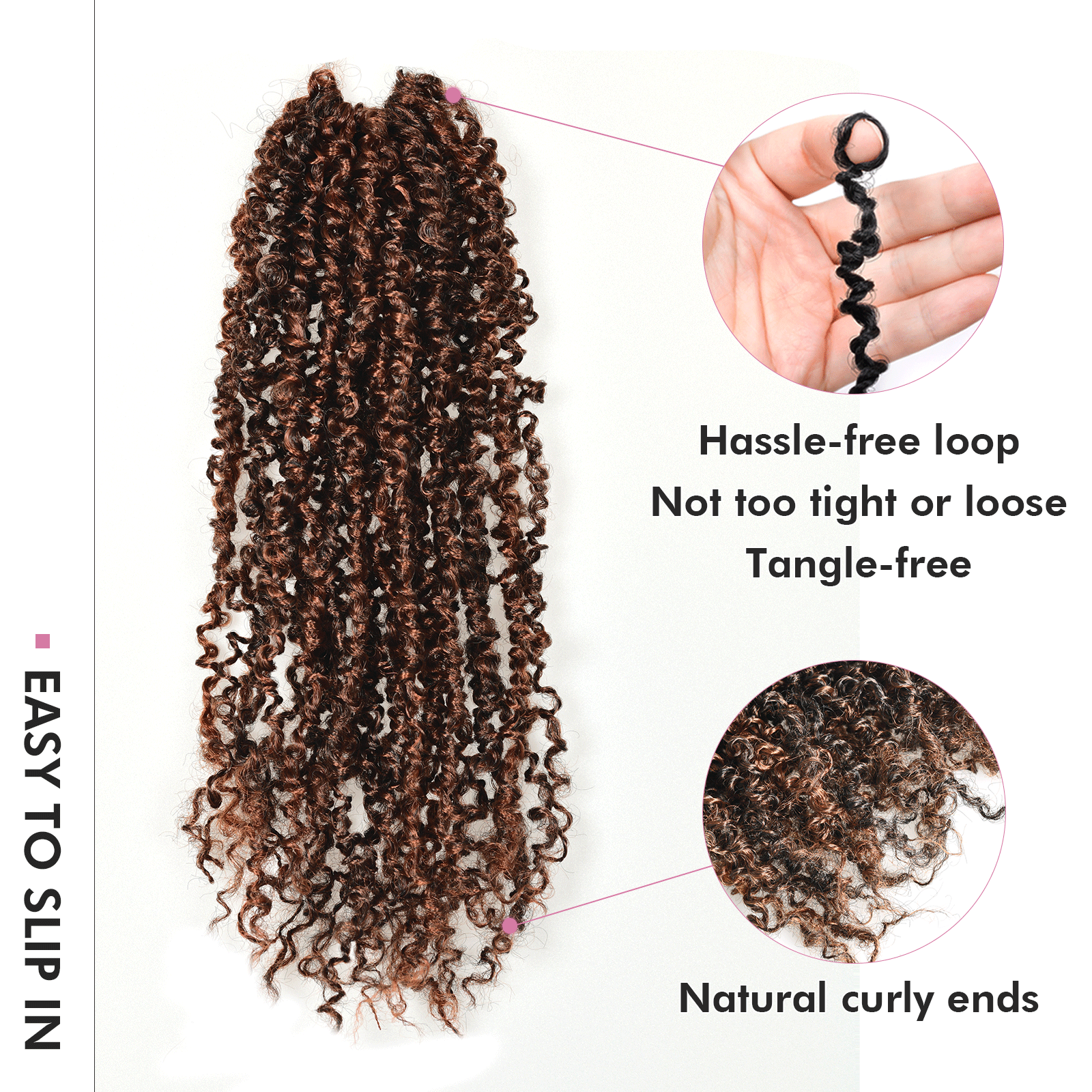 1 Pack Toyotress 6-16 Inch Yanky Twist | Pre Looped Mini Passion Twist Yanky Twist Braiding Hair with Curls Fluffy Marlybob Crochet Hair Pre Twisted Short Passion Twist Crochet Braids Synthetic Hair Extensions