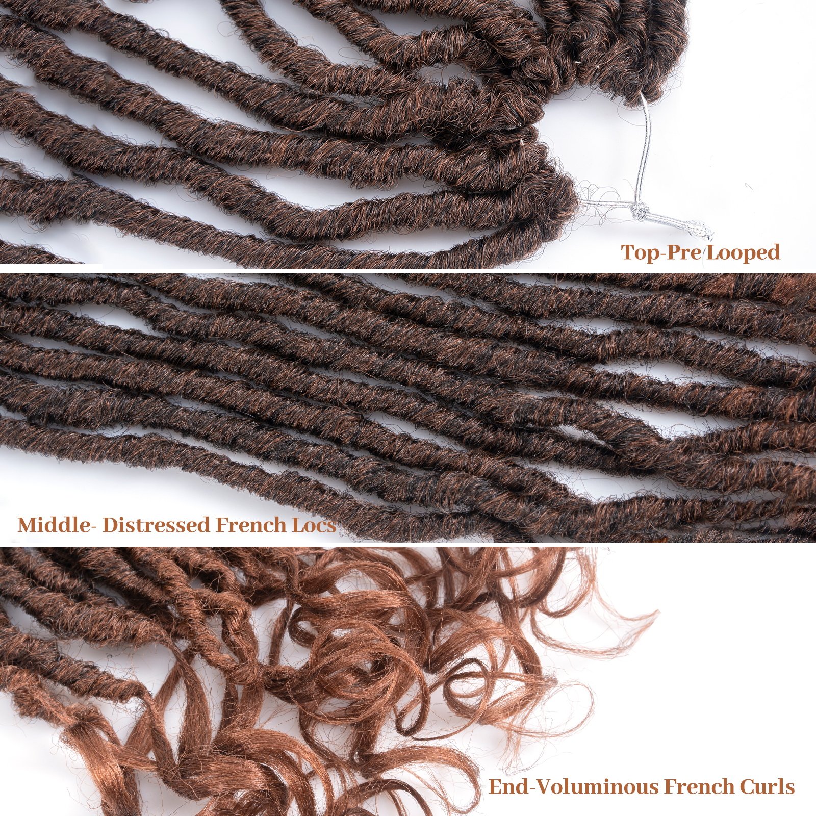 ( US ONLY) FAST SHIPPING FC | Toyotress French Curl Locs Crochet Hair Curly Faux Locs 8 Packs Black Pre-Looped Crochet Hair with Curly ends Crochet Hair with Soft Curly Wave Ends Hair Extensions