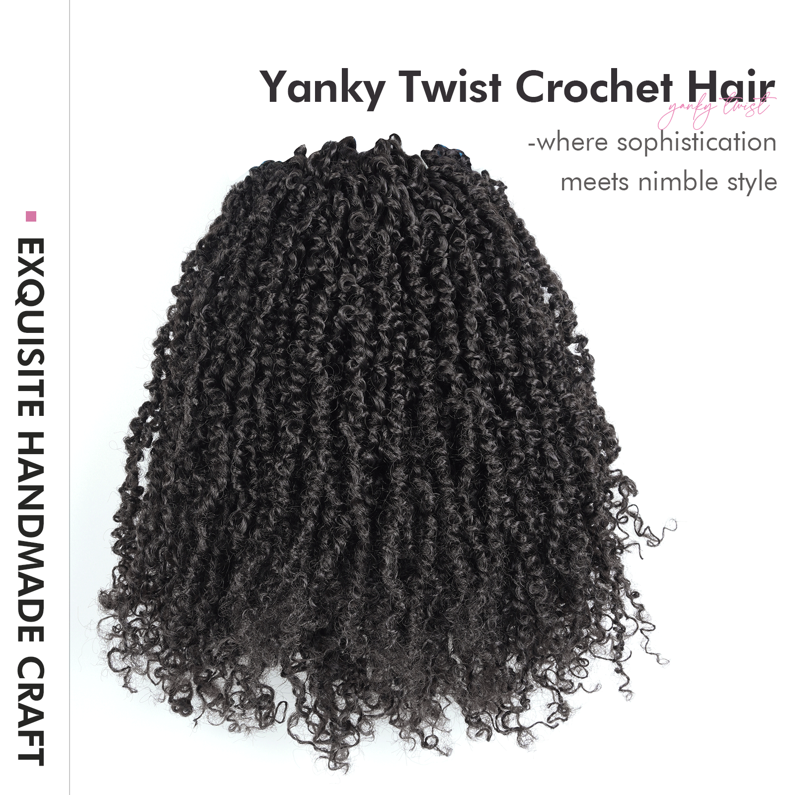 1 Pack Toyotress 6-16 Inch Yanky Twist | Pre Looped Mini Passion Twist Yanky Twist Braiding Hair with Curls Fluffy Marlybob Crochet Hair Pre Twisted Short Passion Twist Crochet Braids Synthetic Hair Extensions