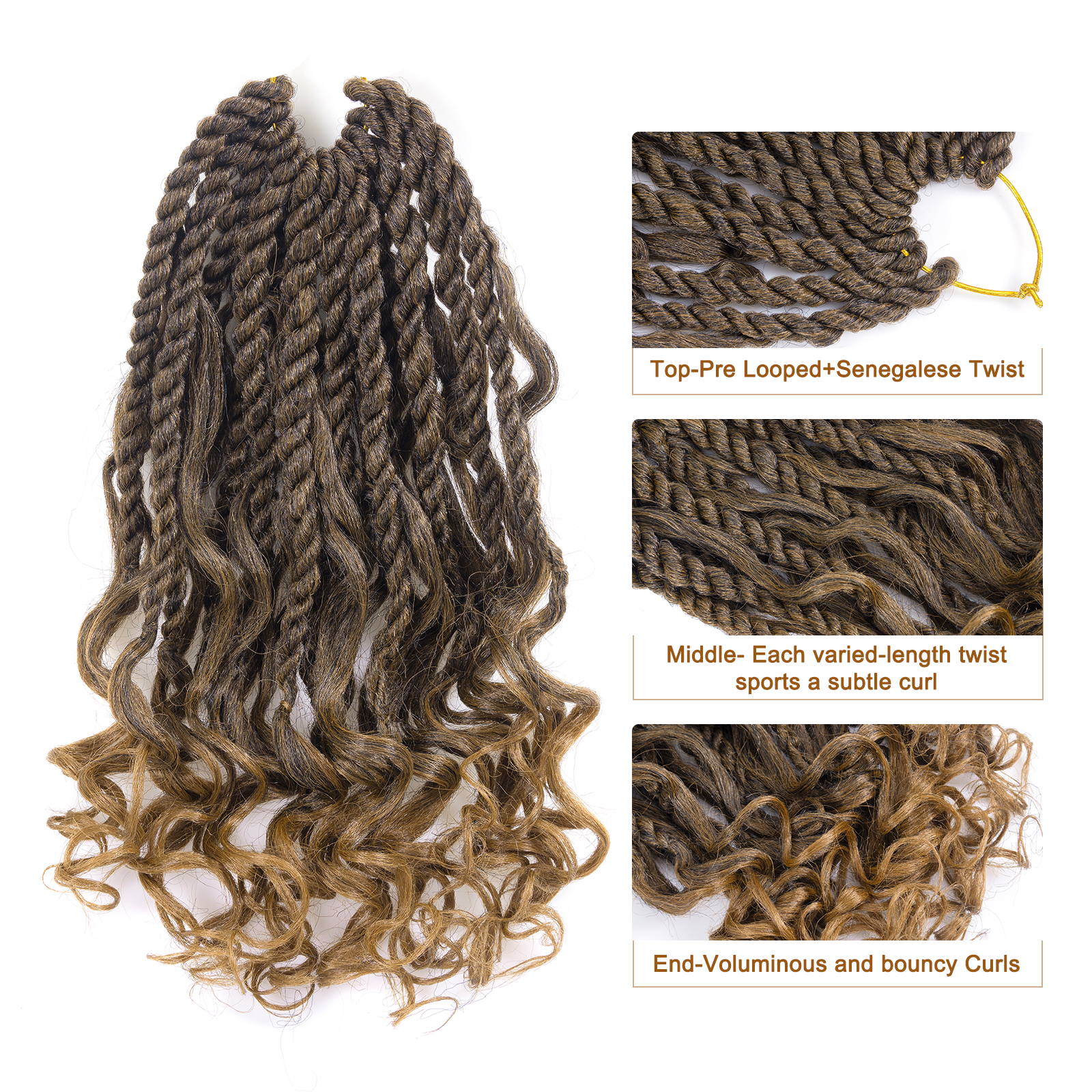 ( US ONLY) FAST SHIPPING ISLAND TWIST | ToyoTress Boho Island Twist Crochet Hair - 8 Packs Short Bob Ombre Brown Boho Havana Twist Crochet Braids Synthetic Braiding Hair