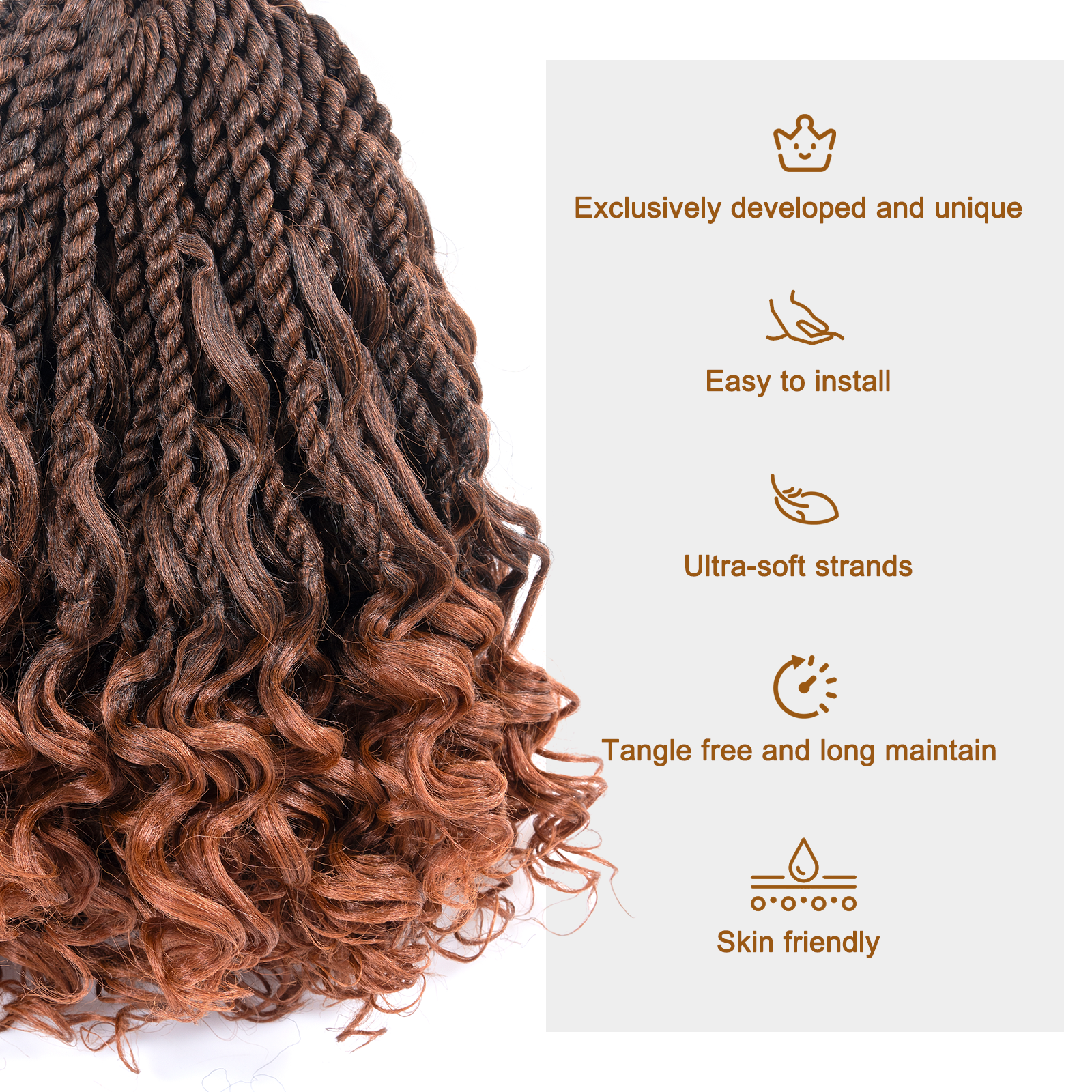 Facebook Group Benefit | Toyotress Unique Boho Island Twist with Curls Crochet Hair 8 Packs | Crochet Senegalese Twist Pre Looped Braiding Hair Wth Curly Ends