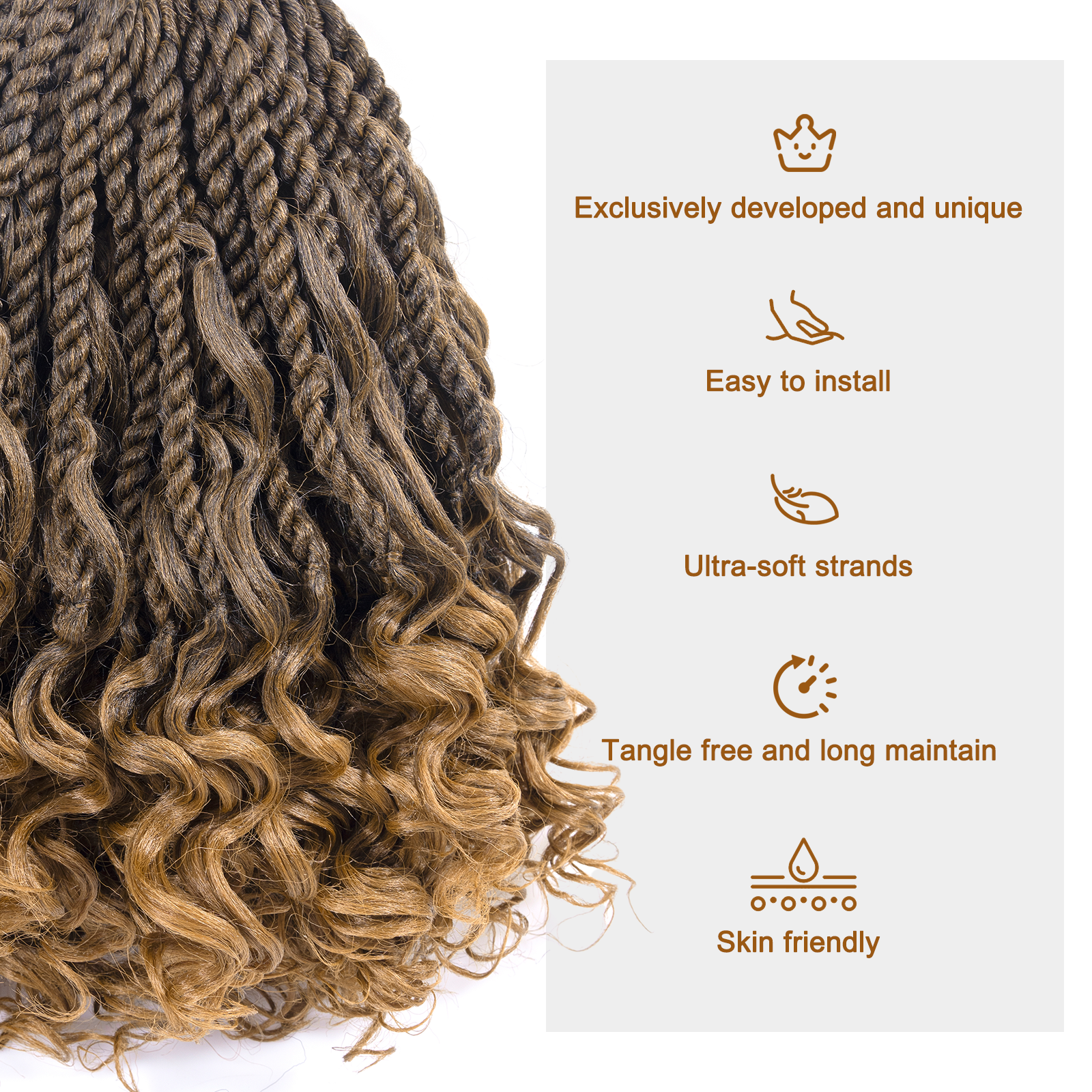 Facebook Group Benefit | Toyotress Unique Boho Island Twist with Curls Crochet Hair 8 Packs | Crochet Senegalese Twist Pre Looped Braiding Hair Wth Curly Ends