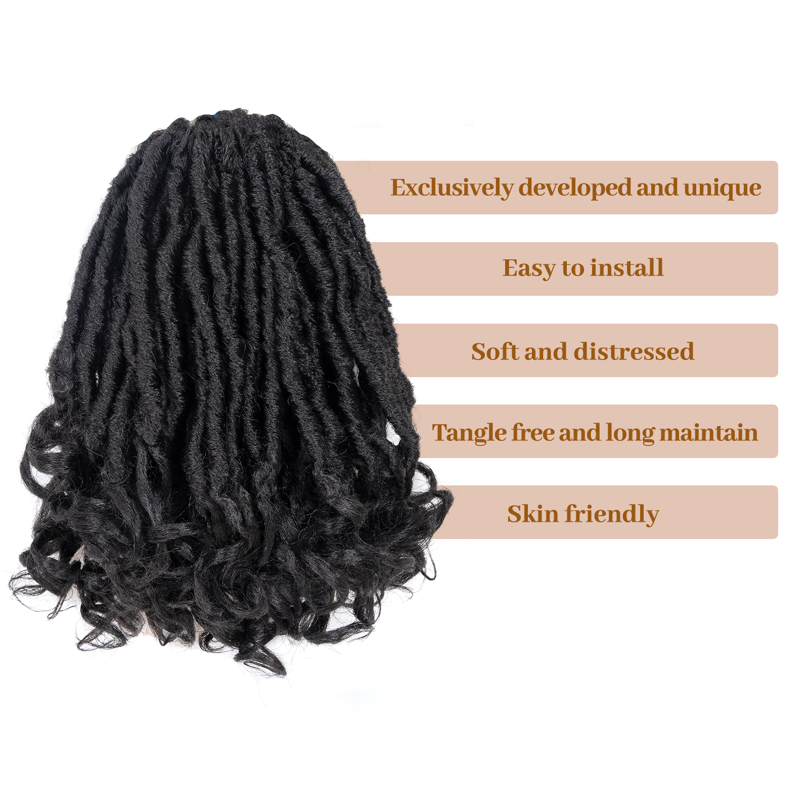 ( US ONLY) FAST SHIPPING FC | Toyotress French Curl Locs Crochet Hair Curly Faux Locs 8 Packs Black Pre-Looped Crochet Hair with Curly ends Crochet Hair with Soft Curly Wave Ends Hair Extensions