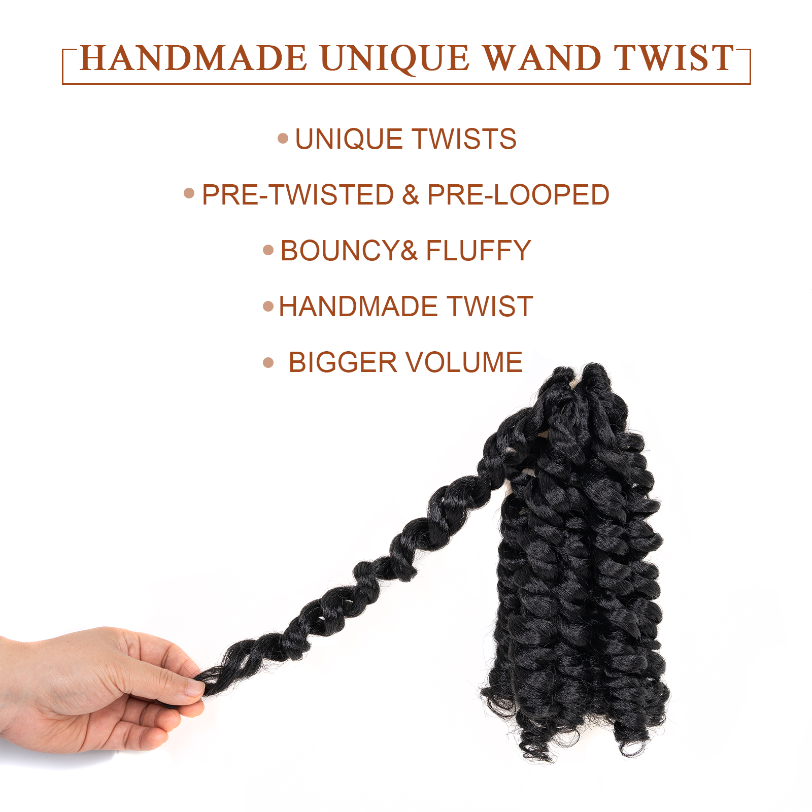 Facebook Group Benefit | Toyotress Wand Twist Crochet Hair | 10-12 Inch Natural Black Pre-twisted Jamaican Bounce Wand Twist Crochet Braids Synthetic Braiding Hair Extensions